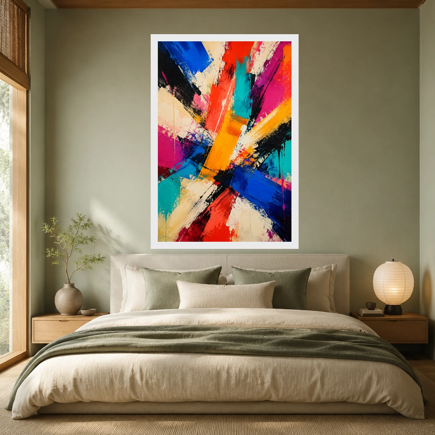 Abstract Bold Colorful Brushstrokes Vibrant Acrylic Modern Art Photo Frame, view 6