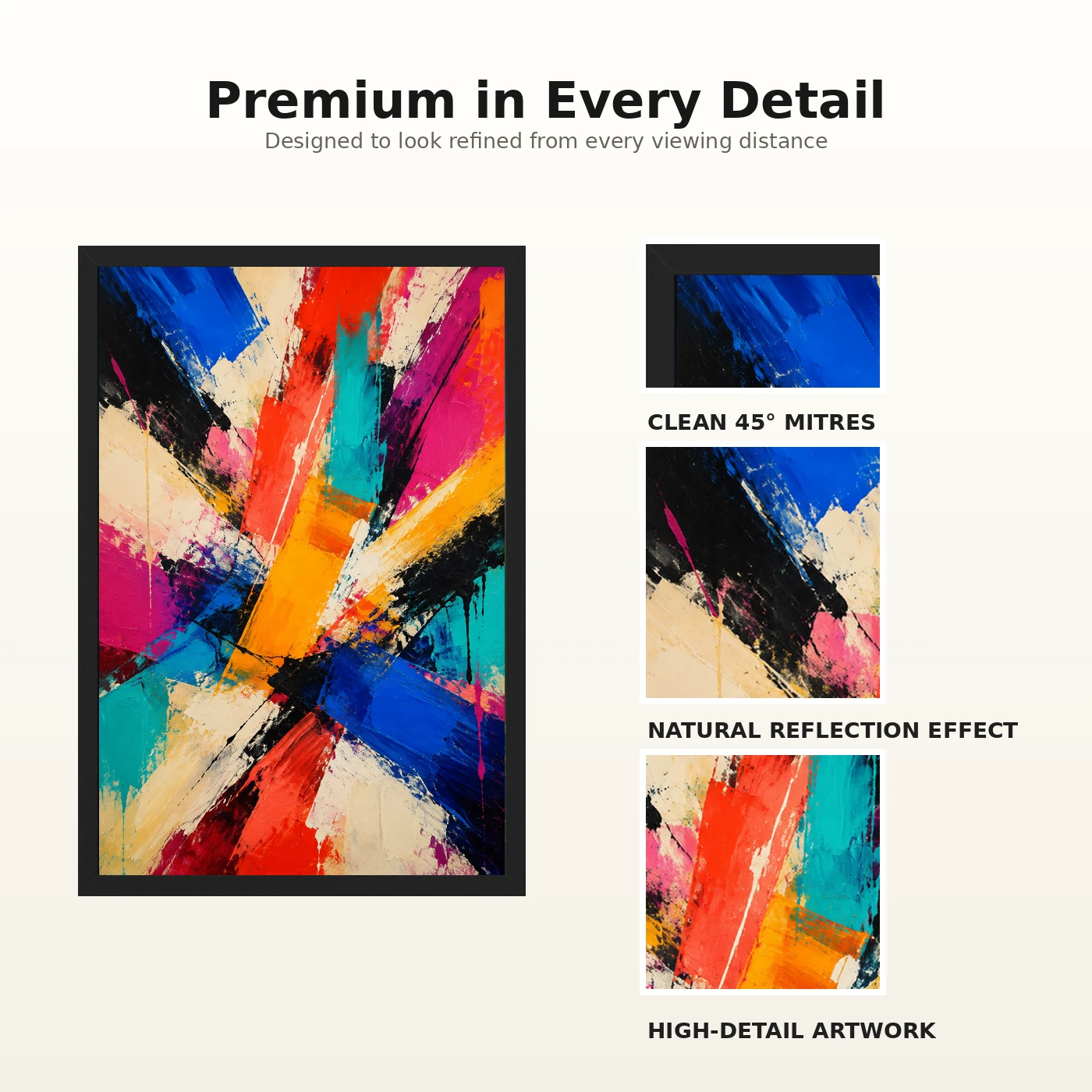 Abstract Bold Colorful Brushstrokes Vibrant Acrylic Modern Art Photo Frame, view 9