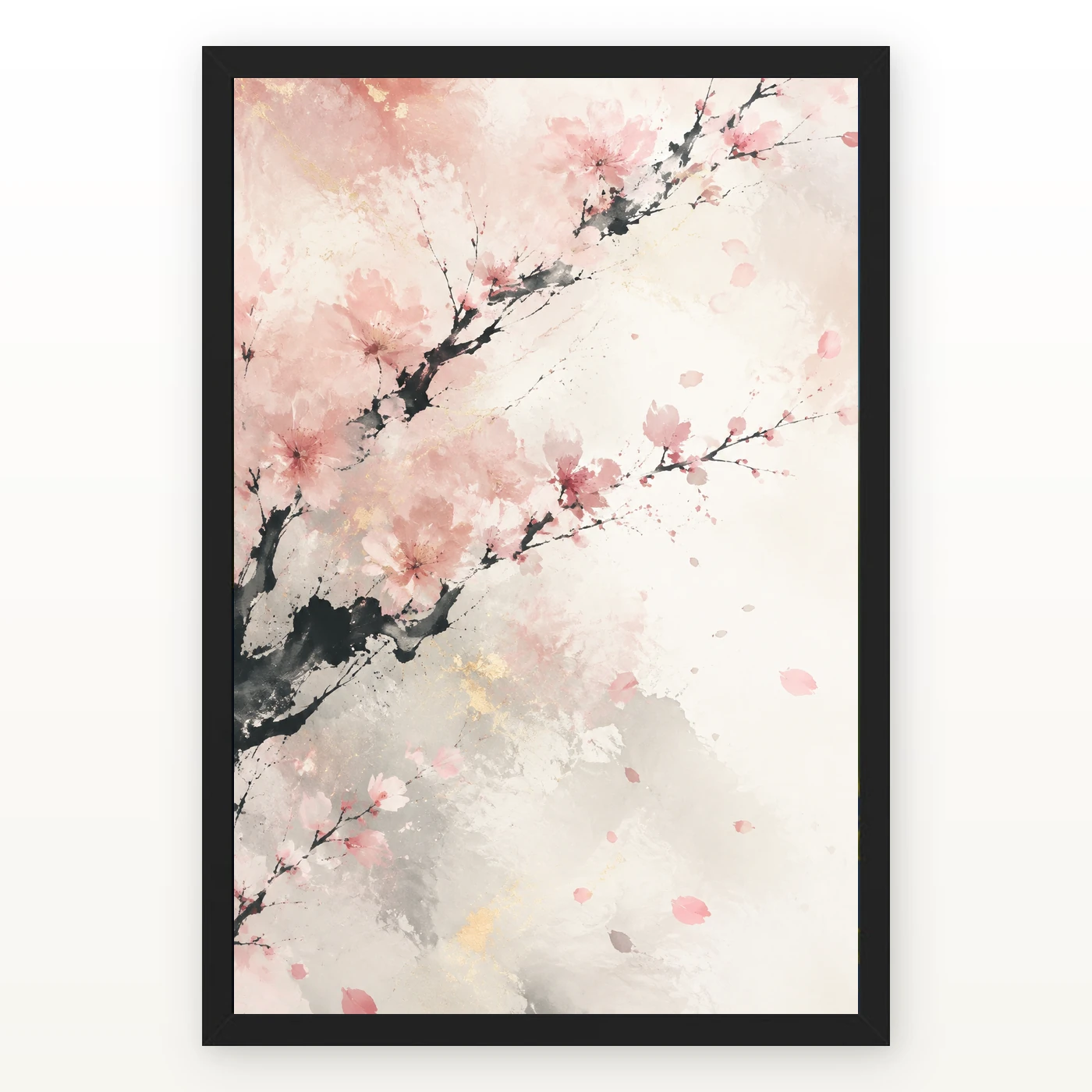 Abstract Cherry Blossom Pink White Japanese Inspired Art Photo Frame