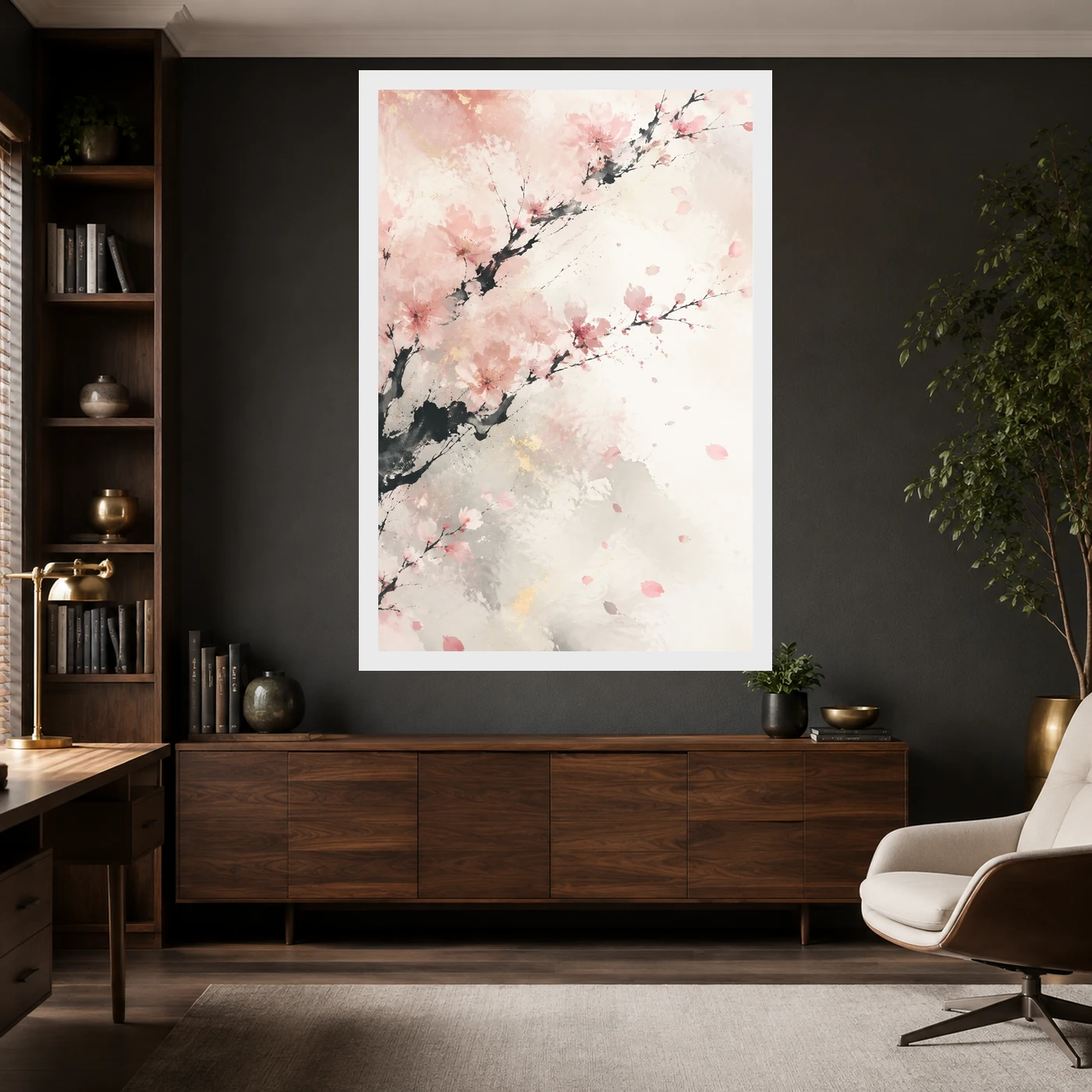 Abstract Cherry Blossom Pink White Japanese Inspired Art Photo Frame, view 10