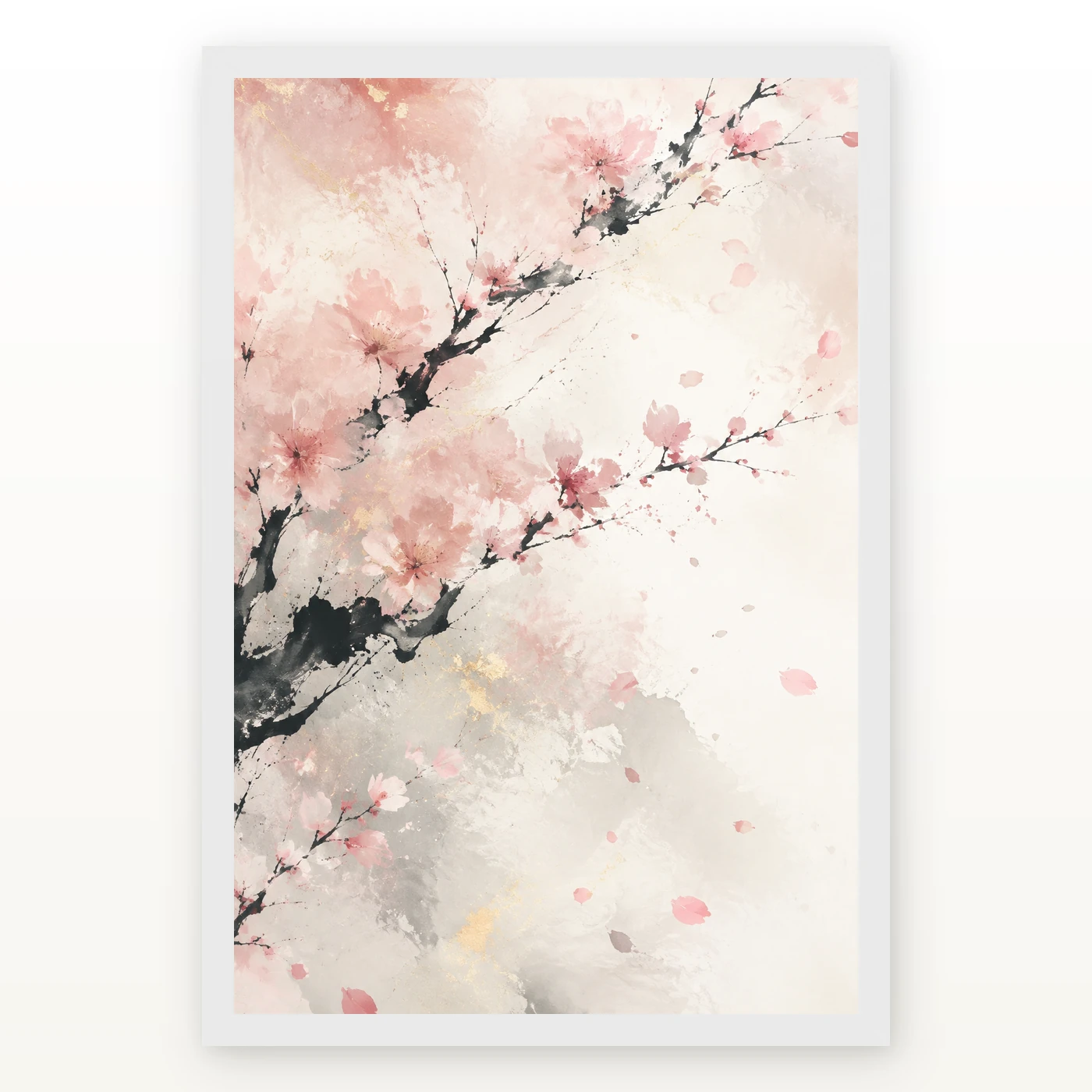 Abstract Cherry Blossom Pink White Japanese Inspired Art Photo Frame, view 2