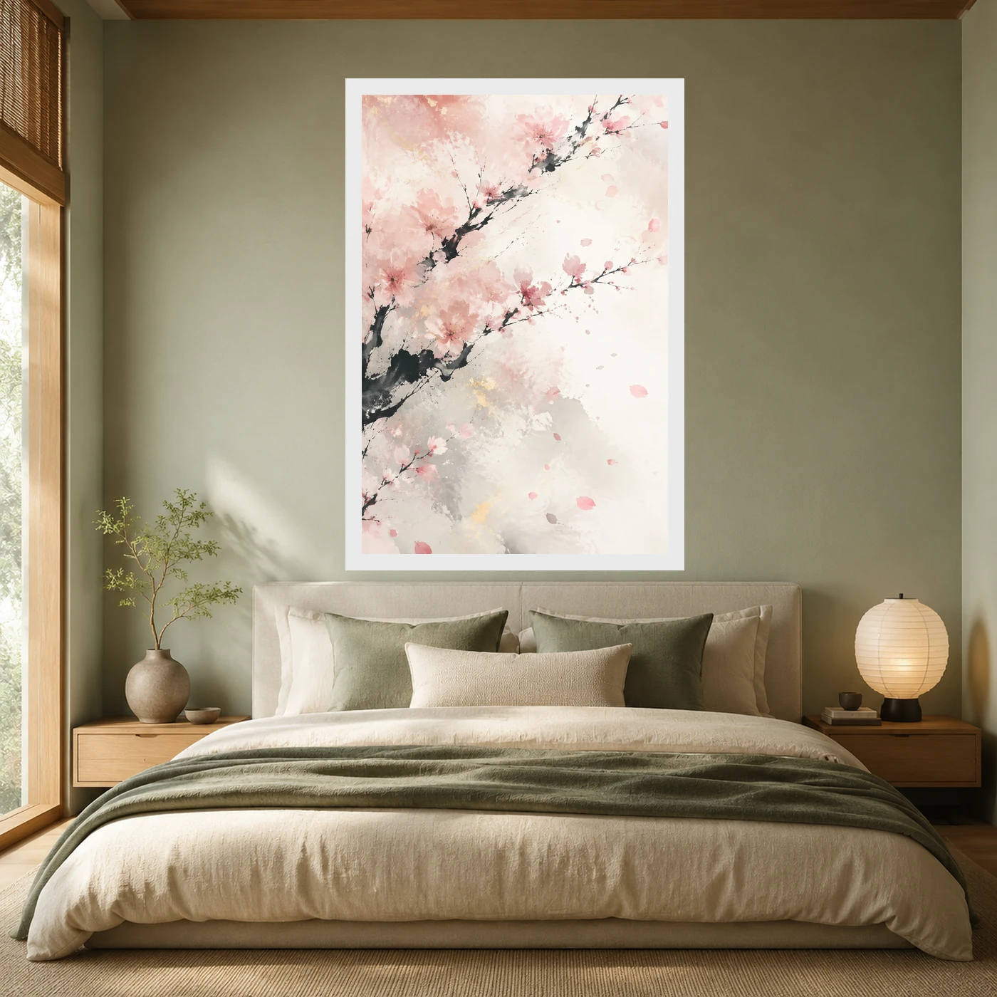 Abstract Cherry Blossom Pink White Japanese Inspired Art Photo Frame, view 6