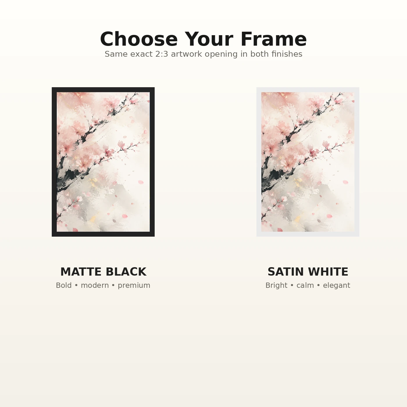 Abstract Cherry Blossom Pink White Japanese Inspired Art Photo Frame, view 7
