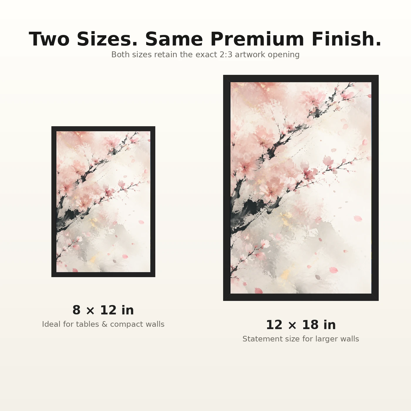 Abstract Cherry Blossom Pink White Japanese Inspired Art Photo Frame, view 8
