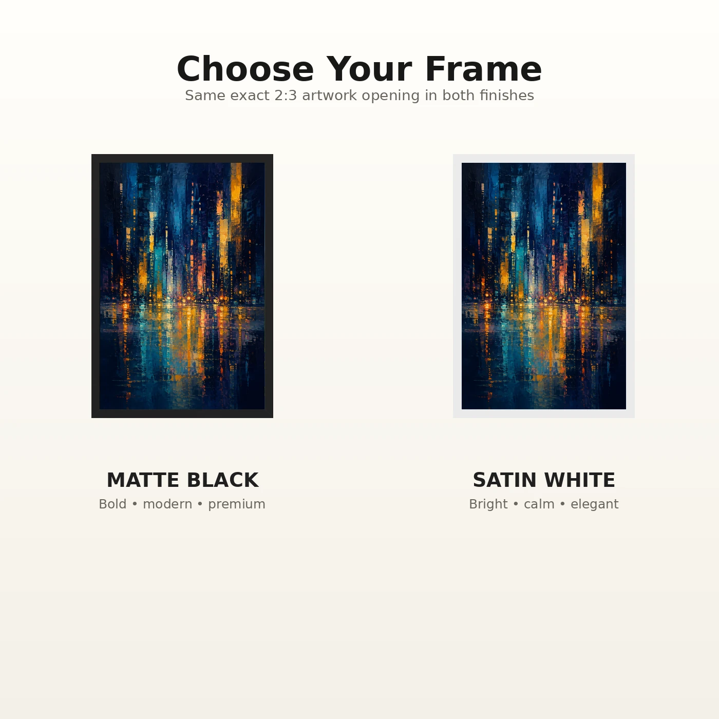 Abstract City Lights Night Impressionist Blue Gold Art Photo Frame, view 7