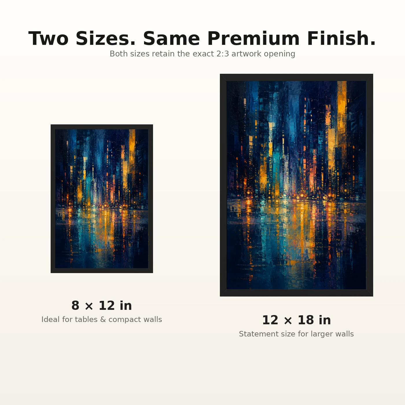 Abstract City Lights Night Impressionist Blue Gold Art Photo Frame, view 8