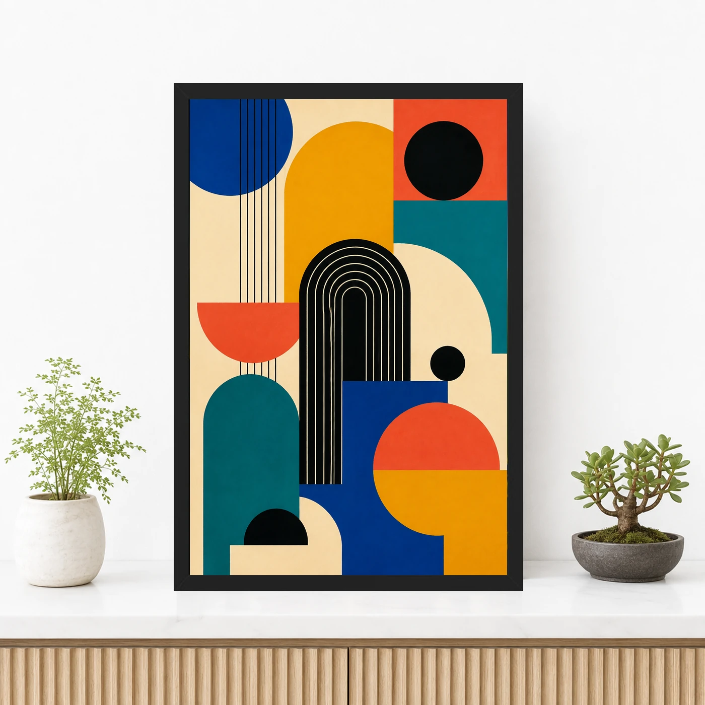Abstract Color Blocks Mondrian Indian Modern Bold Art Photo Frame, view 3