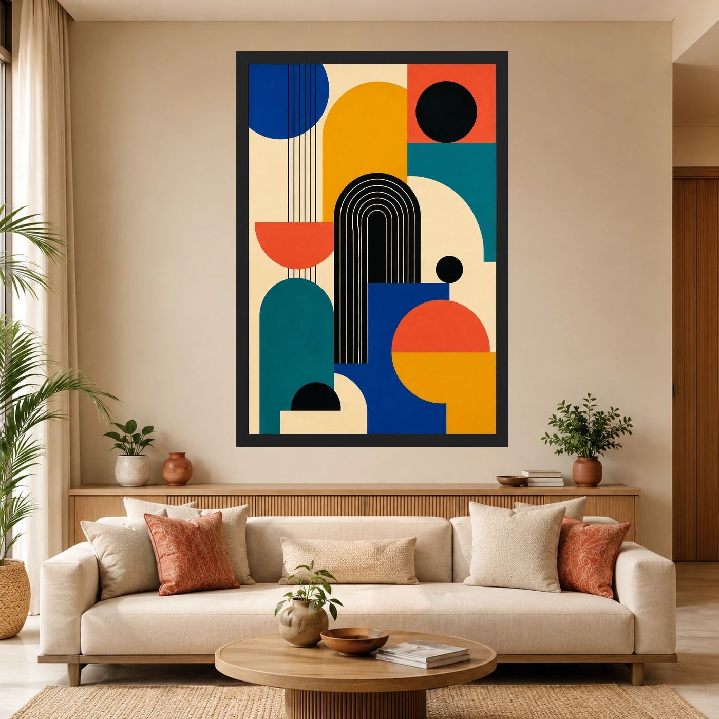 Abstract Color Blocks Mondrian Indian Modern Bold Art Photo Frame, view 4