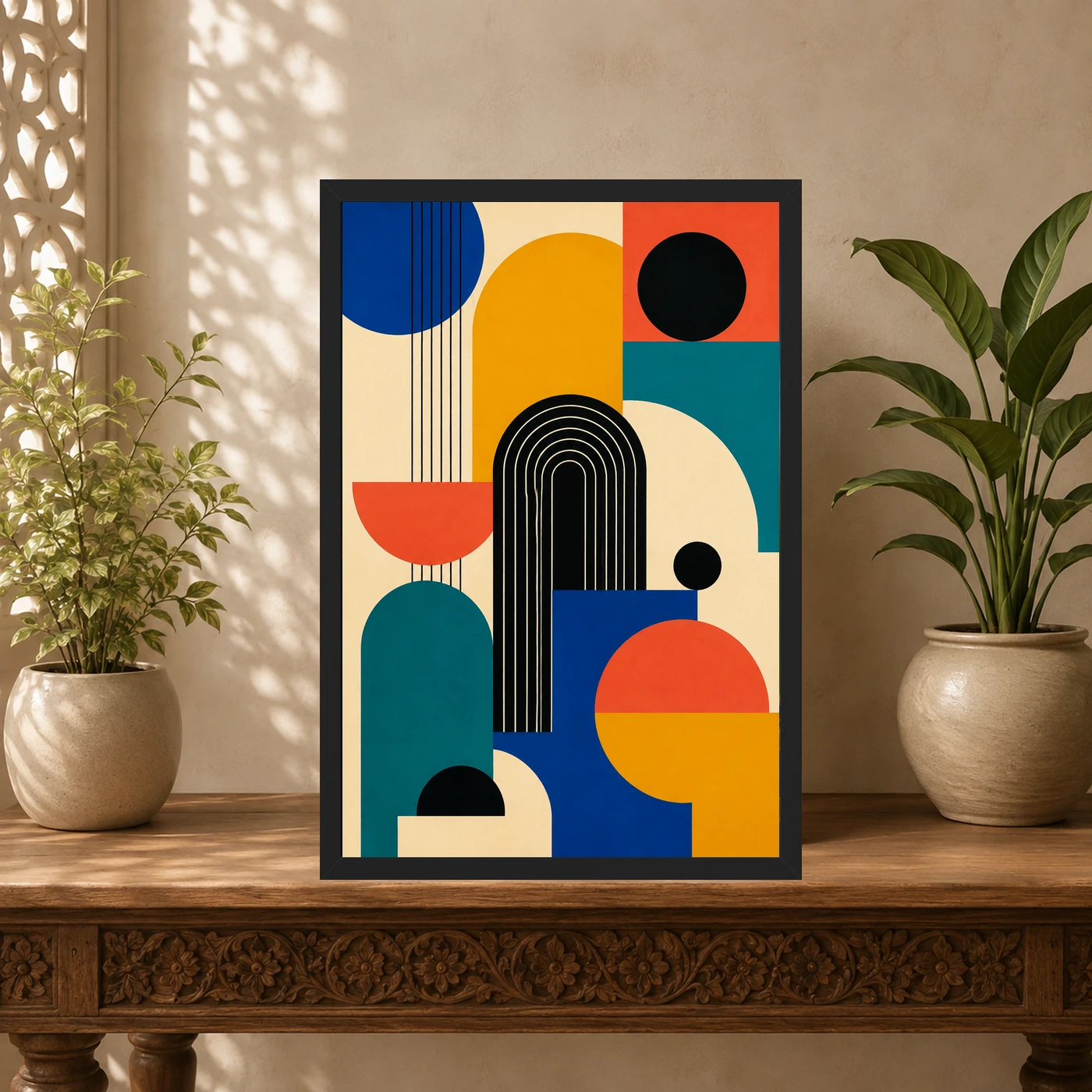 Abstract Color Blocks Mondrian Indian Modern Bold Art Photo Frame, view 5