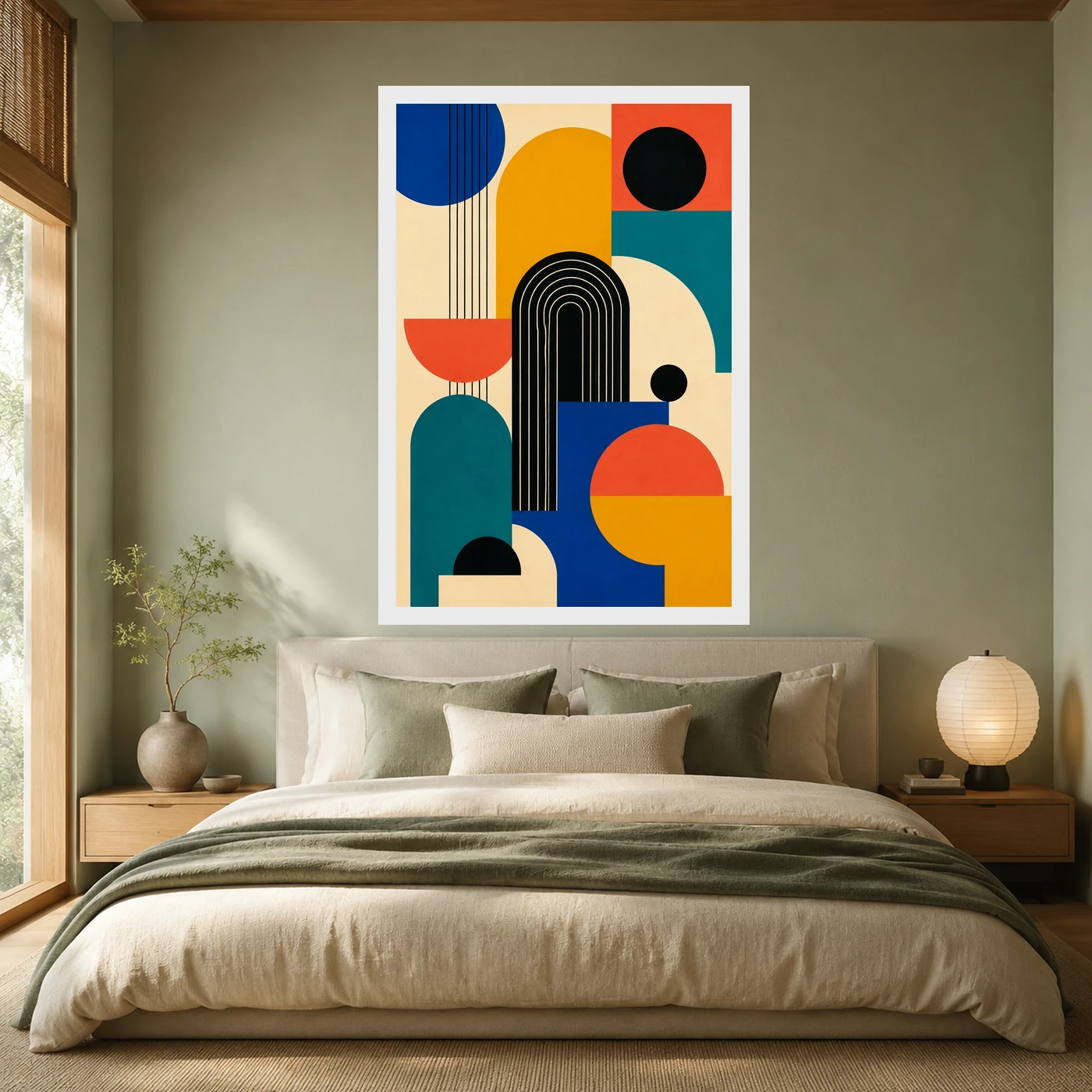 Abstract Color Blocks Mondrian Indian Modern Bold Art Photo Frame, view 6