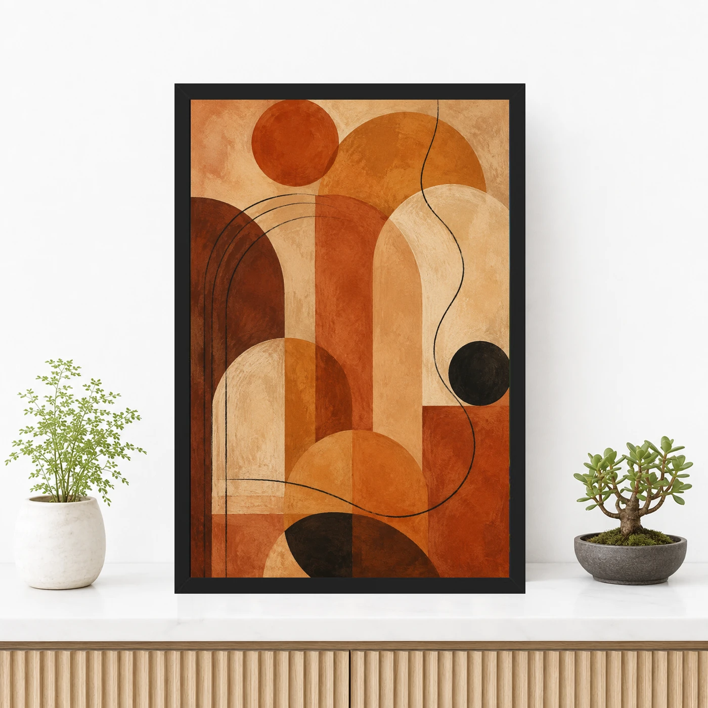 Abstract Earth Tones Clay Ochre Rajasthani Palette Art Photo Frame, view 3