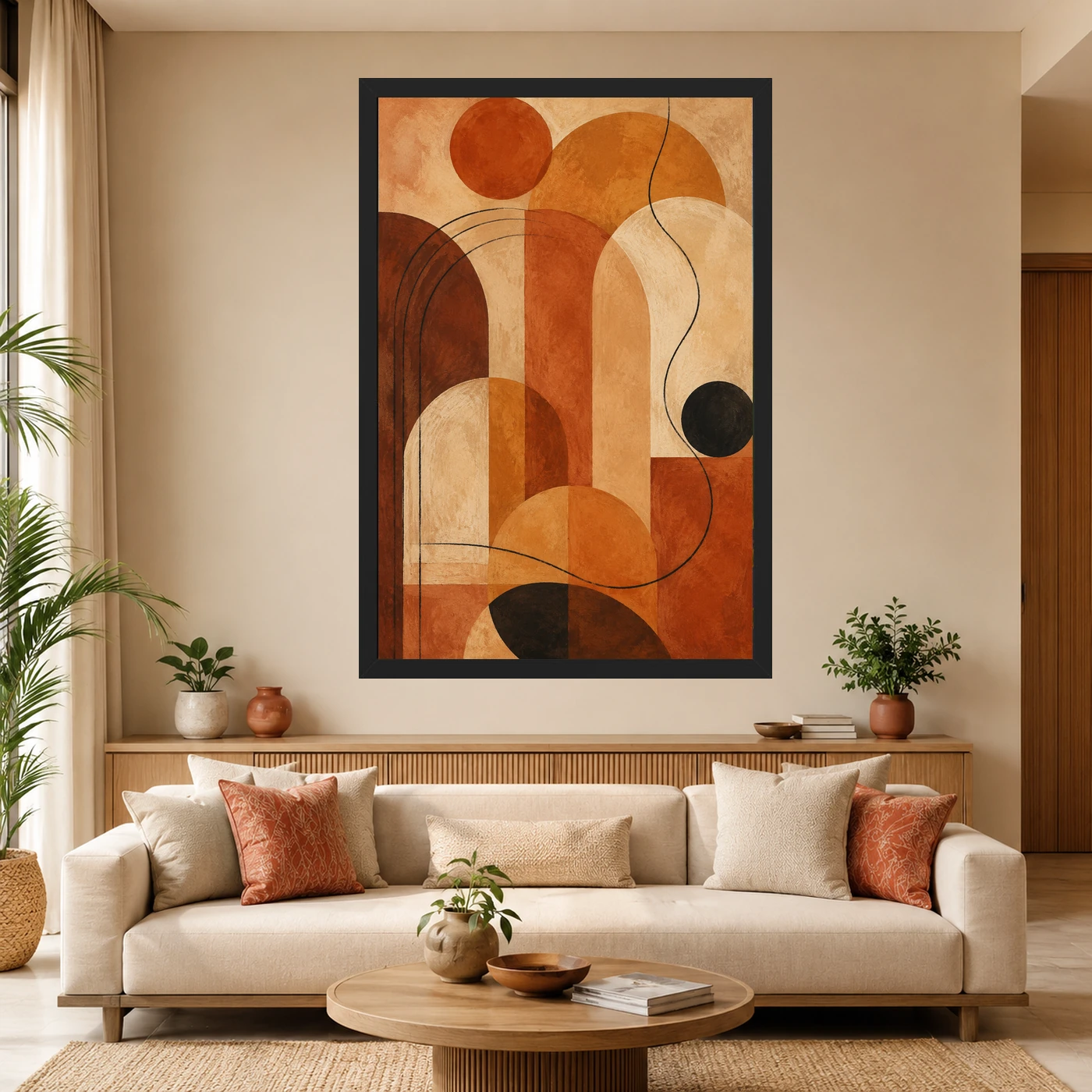 Abstract Earth Tones Clay Ochre Rajasthani Palette Art Photo Frame, view 4