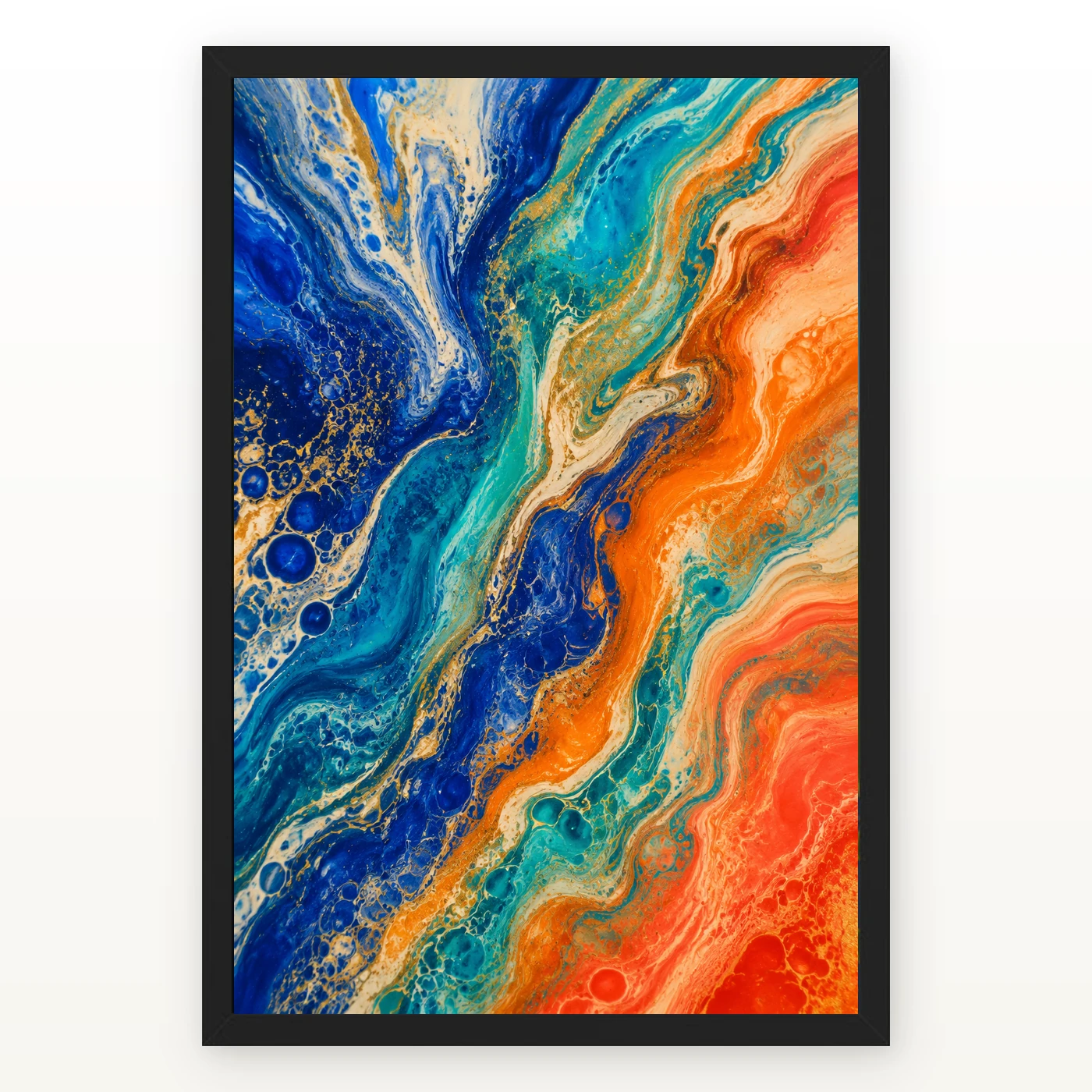 Abstract Fluid Pour Bright Complementary Colors Trending Art Photo Frame