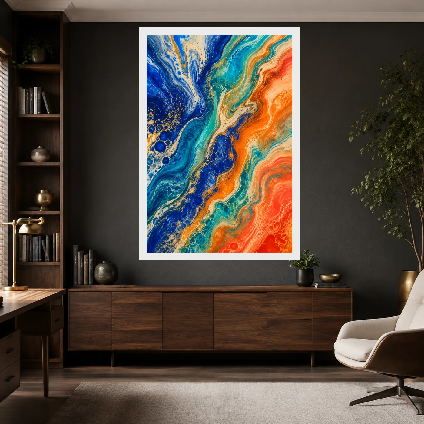 Abstract Fluid Pour Bright Complementary Colors Trending Art Photo Frame, view 10