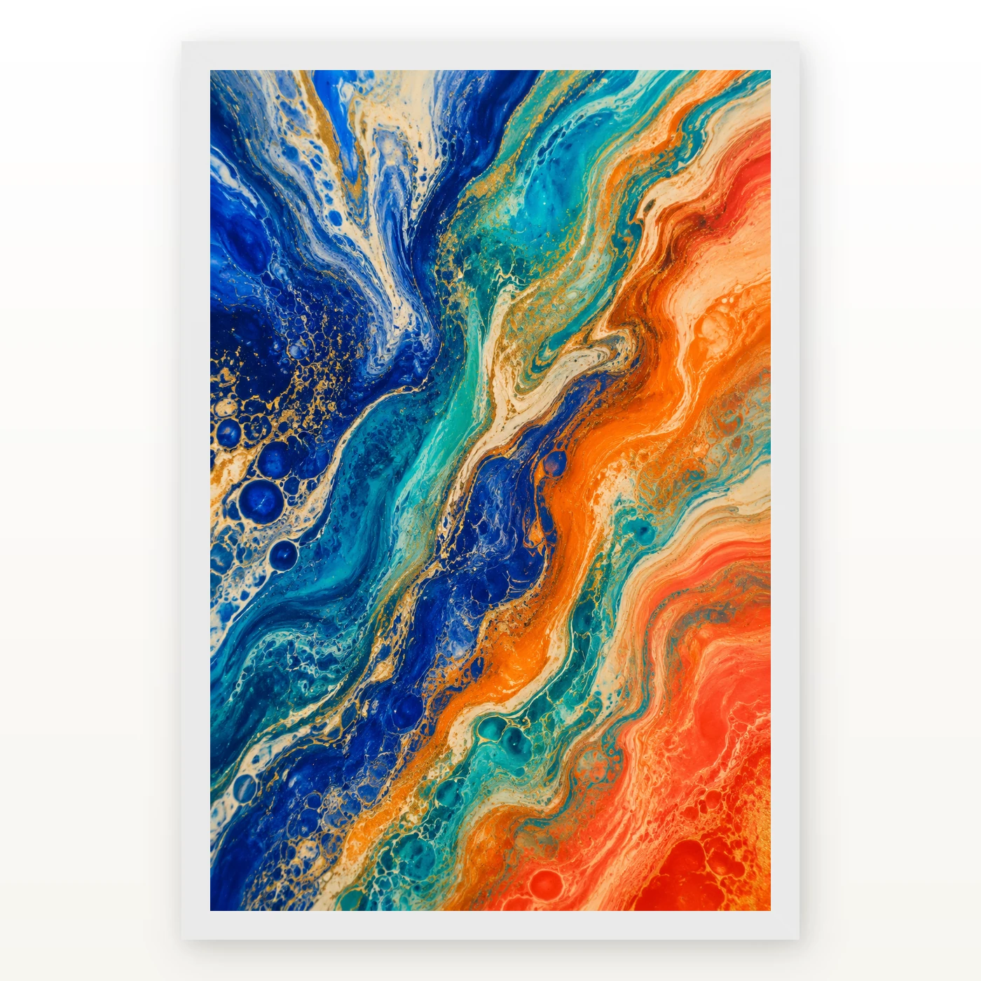 Abstract Fluid Pour Bright Complementary Colors Trending Art Photo Frame, view 2