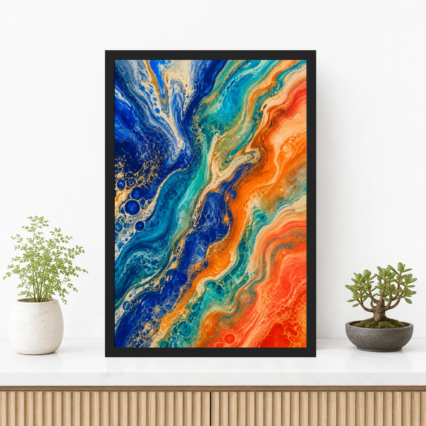 Abstract Fluid Pour Bright Complementary Colors Trending Art Photo Frame, view 3