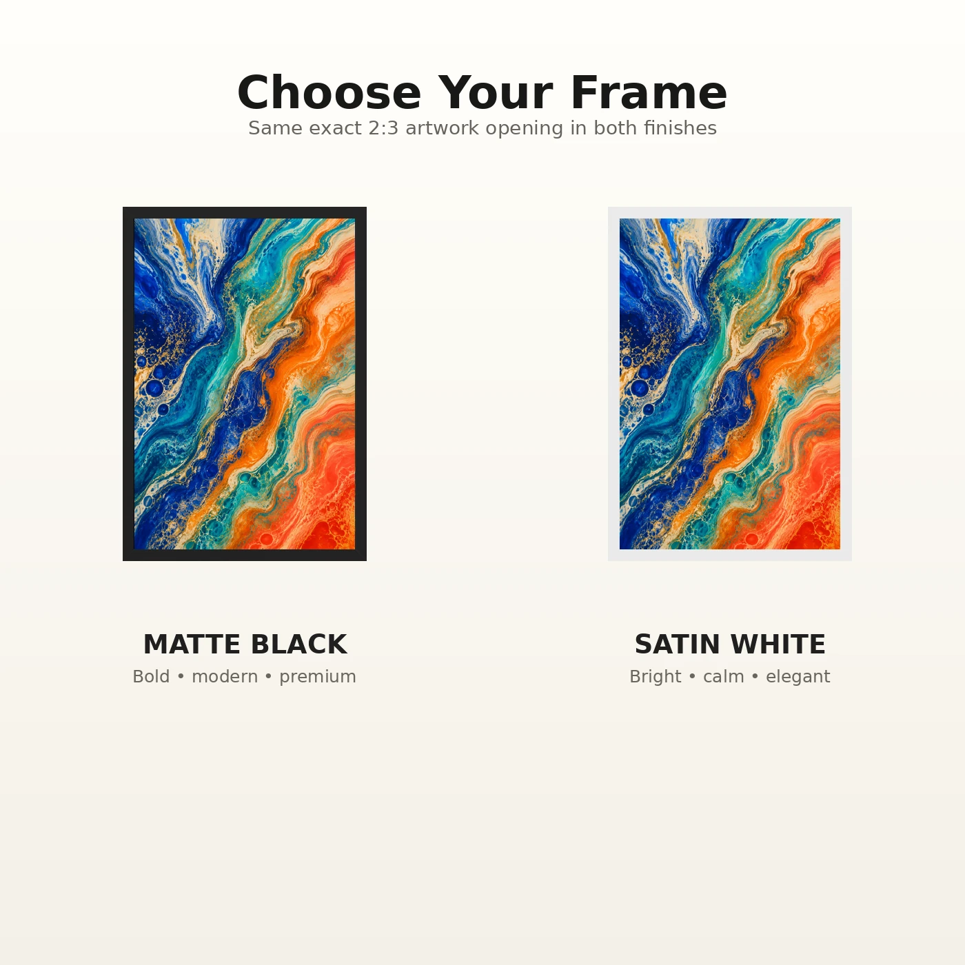Abstract Fluid Pour Bright Complementary Colors Trending Art Photo Frame, view 7