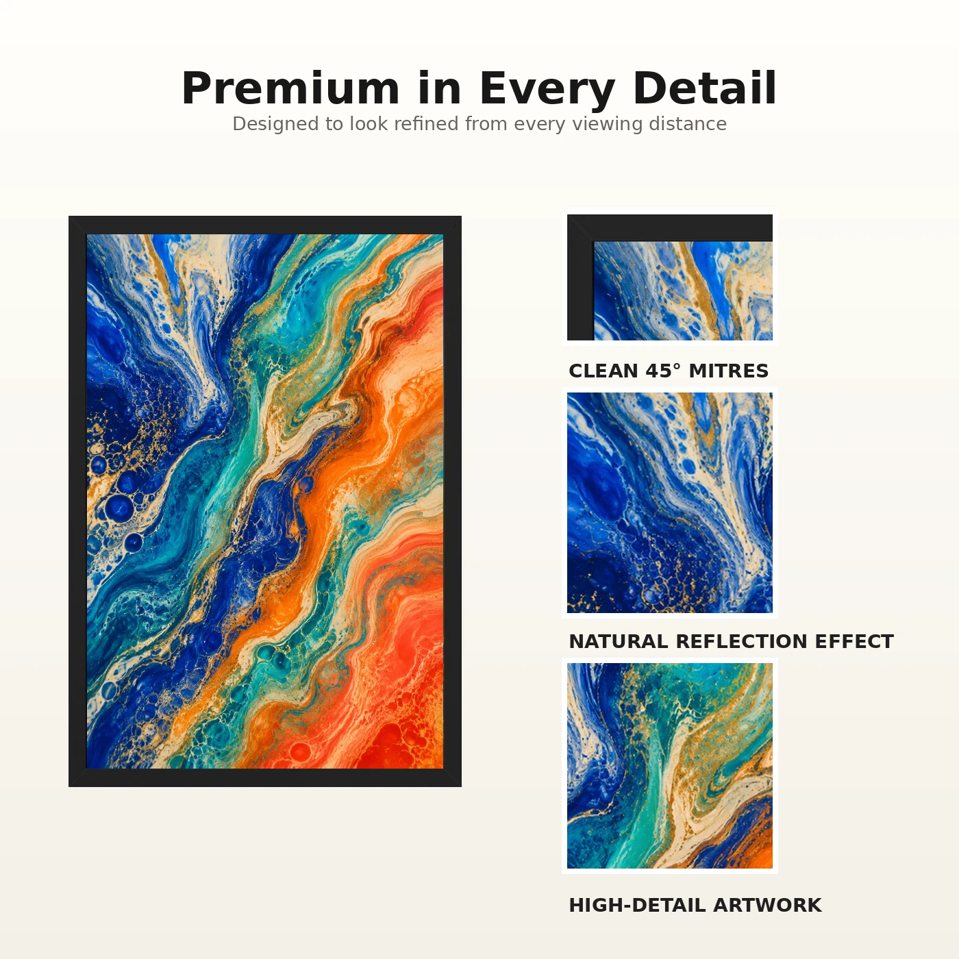 Abstract Fluid Pour Bright Complementary Colors Trending Art Photo Frame, view 9