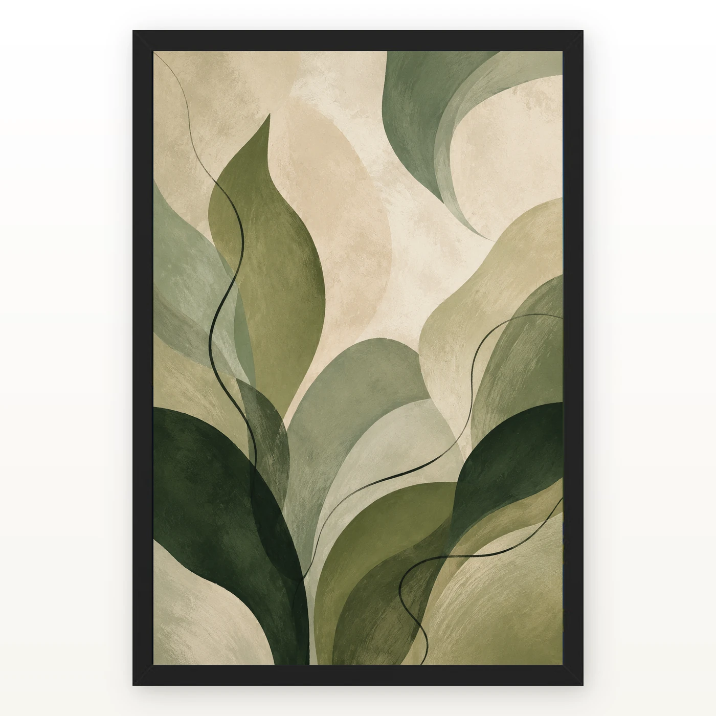 Abstract Forest Greens Botanical Contemporary Calming Art Photo Frame