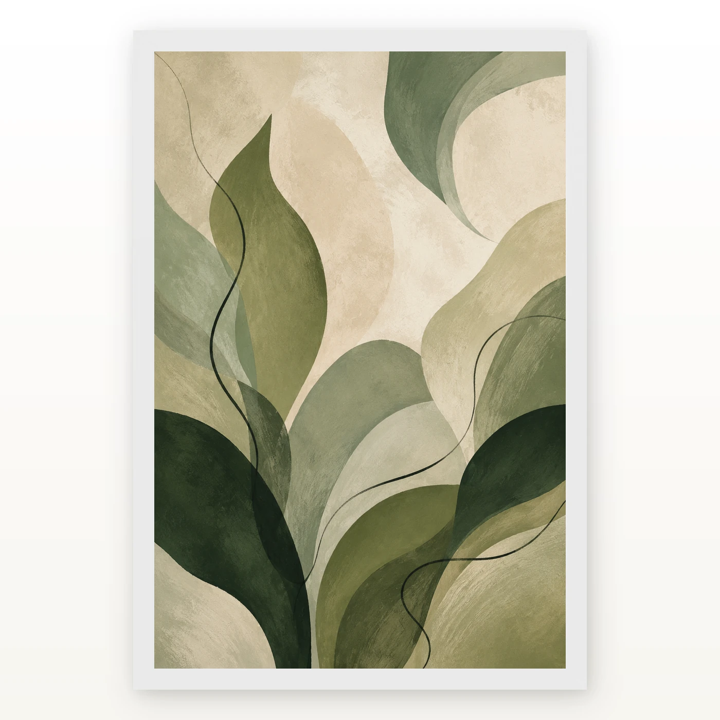 Abstract Forest Greens Botanical Contemporary Calming Art Photo Frame, view 2