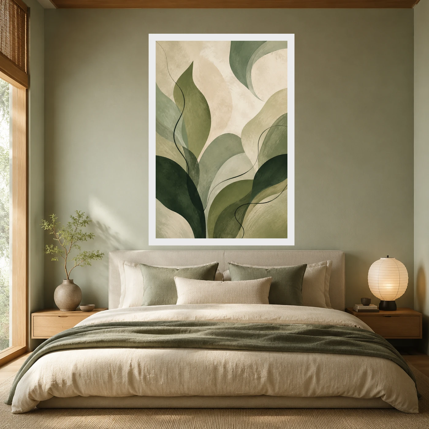 Abstract Forest Greens Botanical Contemporary Calming Art Photo Frame, view 6