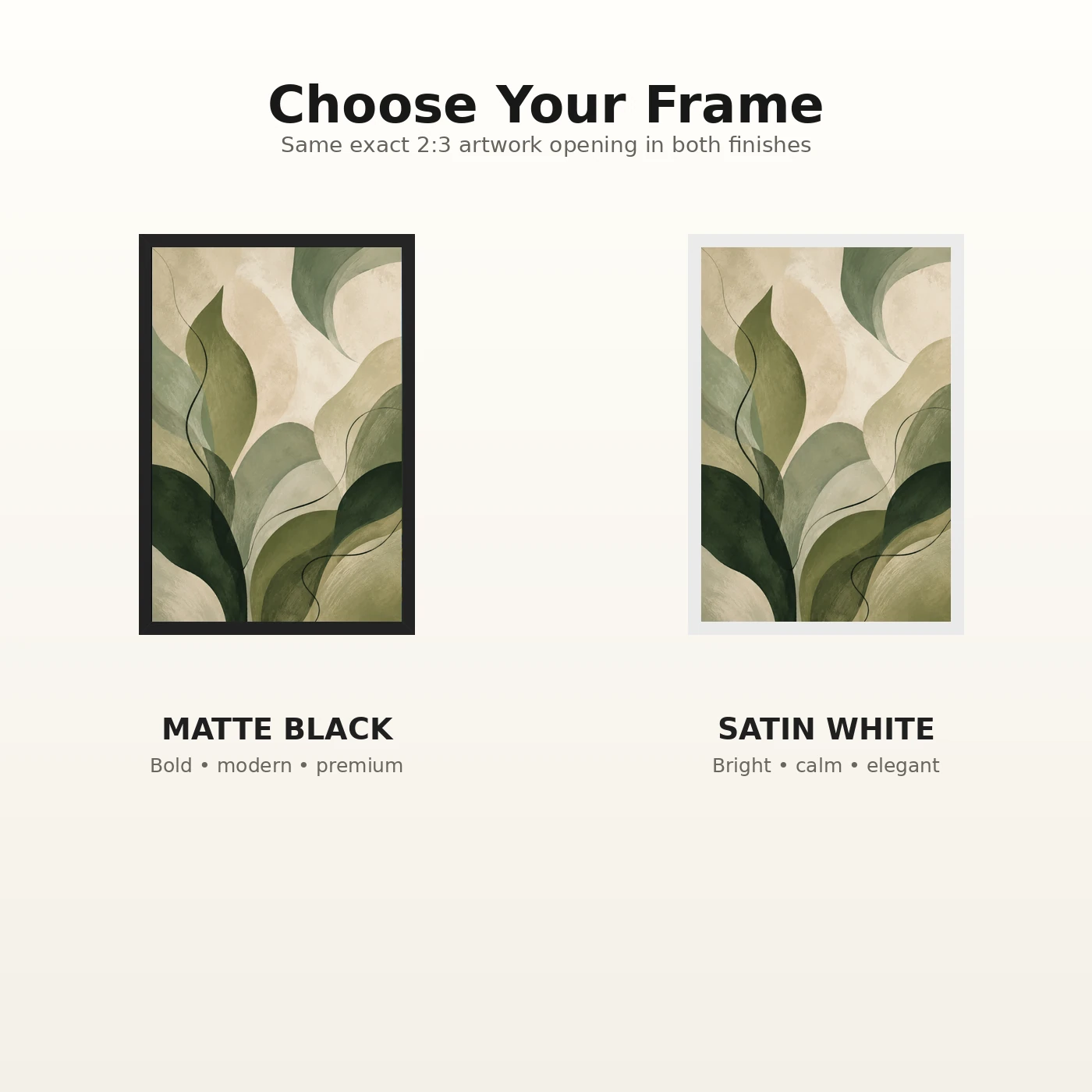 Abstract Forest Greens Botanical Contemporary Calming Art Photo Frame, view 7
