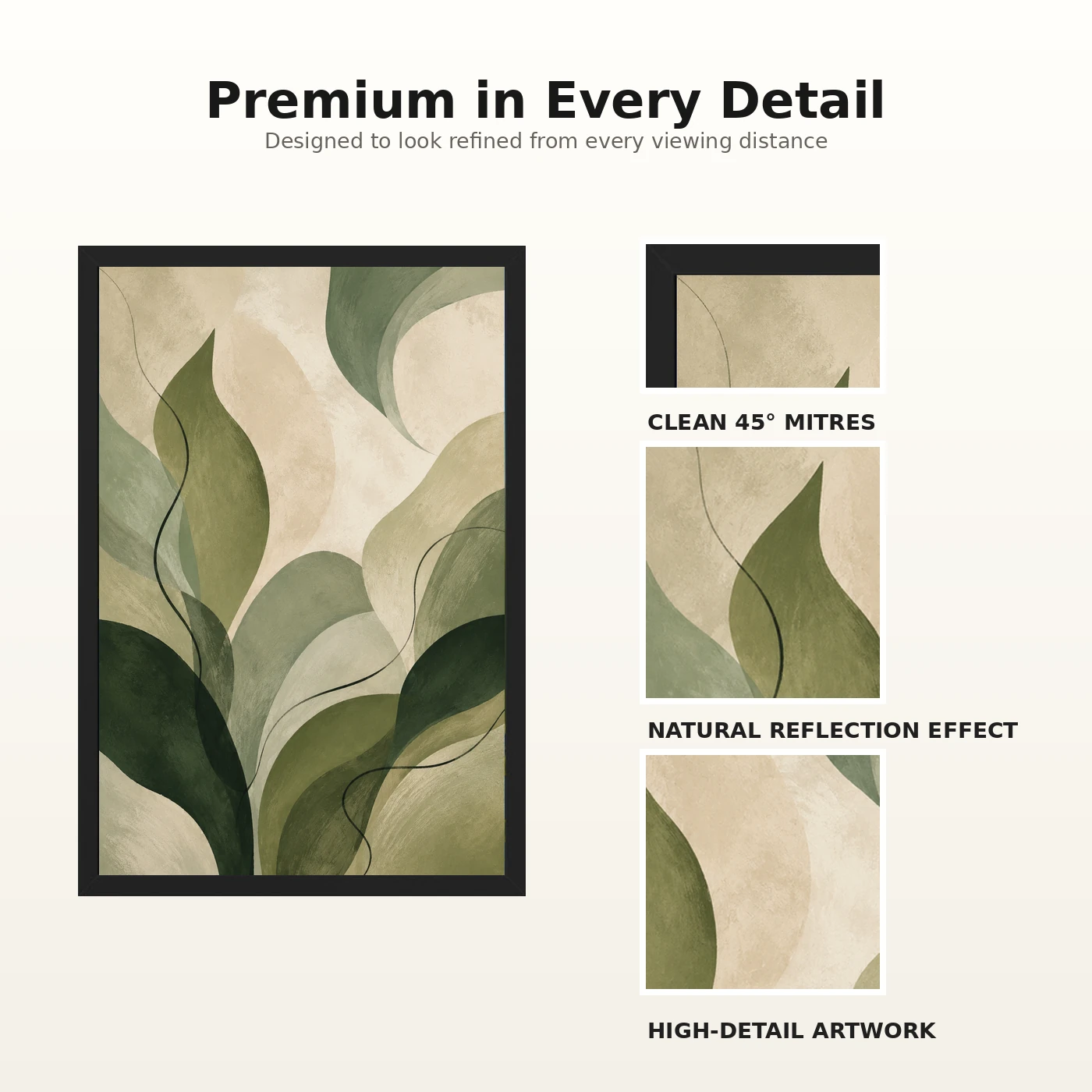Abstract Forest Greens Botanical Contemporary Calming Art Photo Frame, view 9