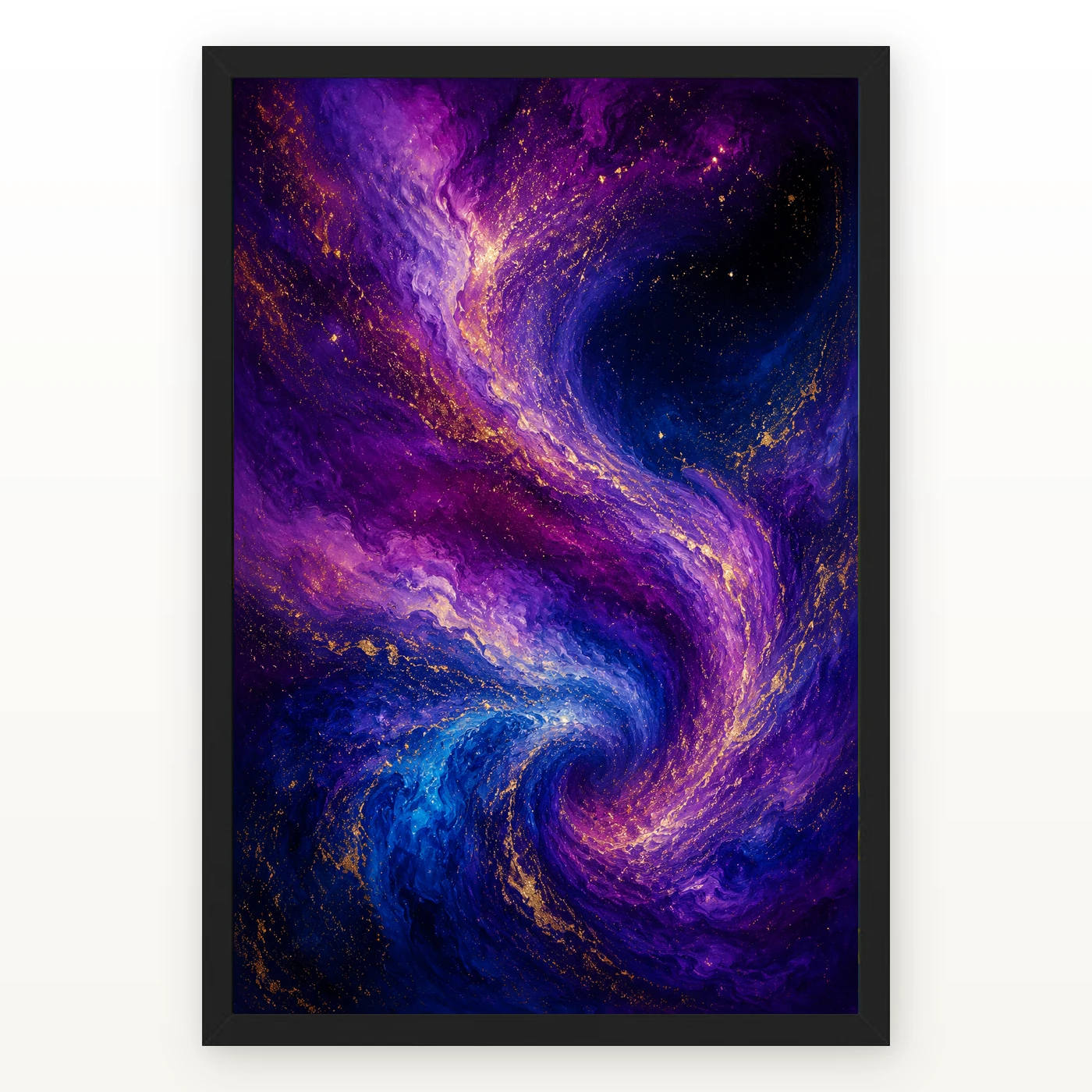 Abstract Galaxy Deep Space Purple Blue Gold Cosmic Art Photo Frame