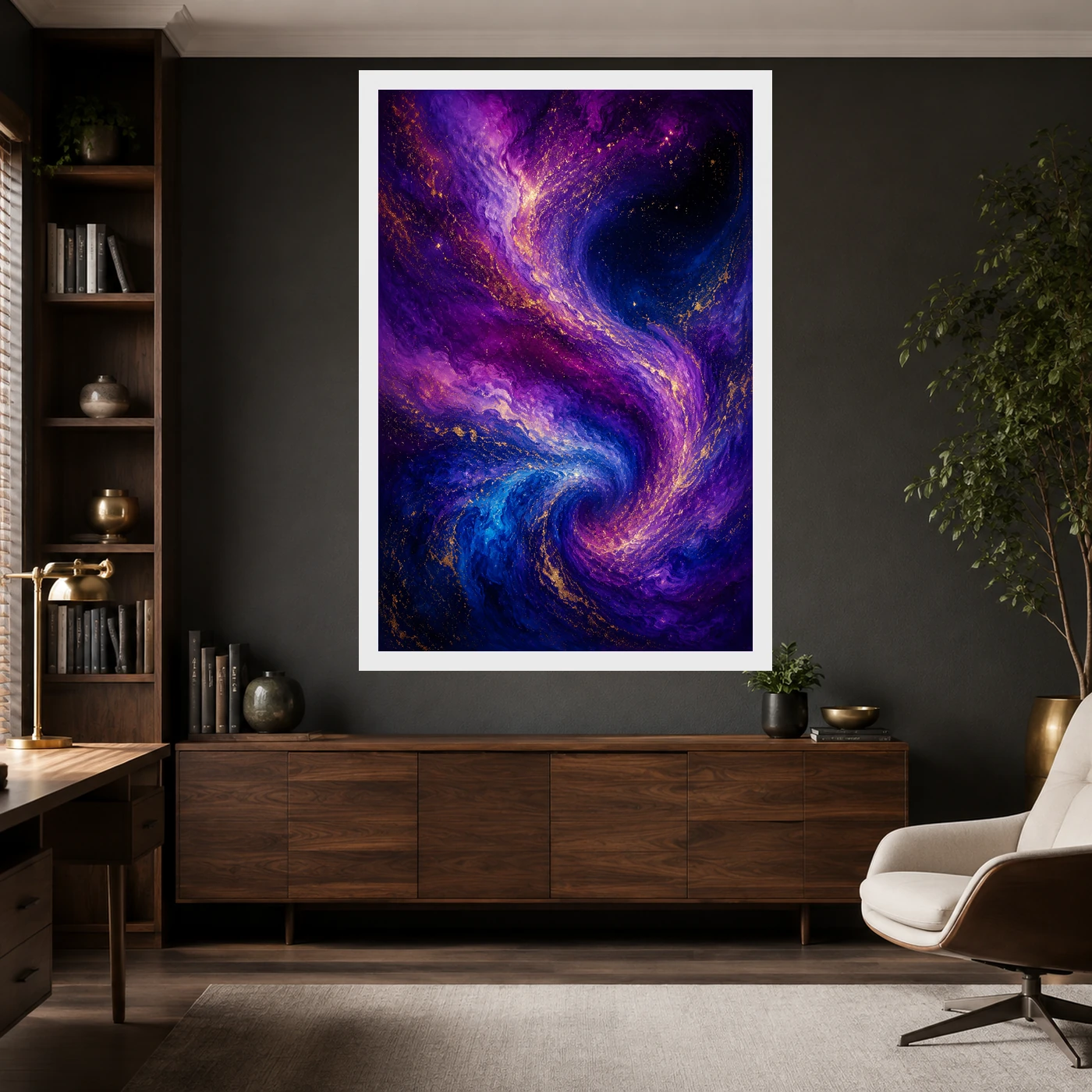 Abstract Galaxy Deep Space Purple Blue Gold Cosmic Art Photo Frame, view 10