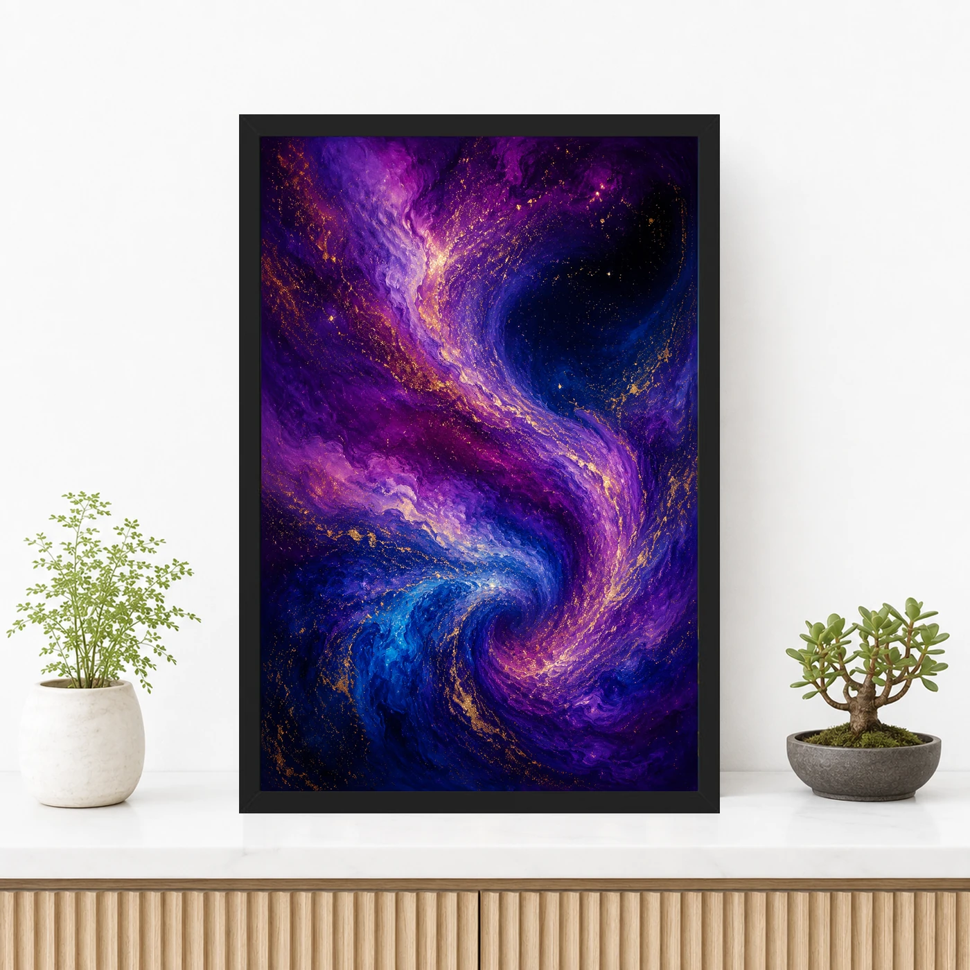 Abstract Galaxy Deep Space Purple Blue Gold Cosmic Art Photo Frame, view 3