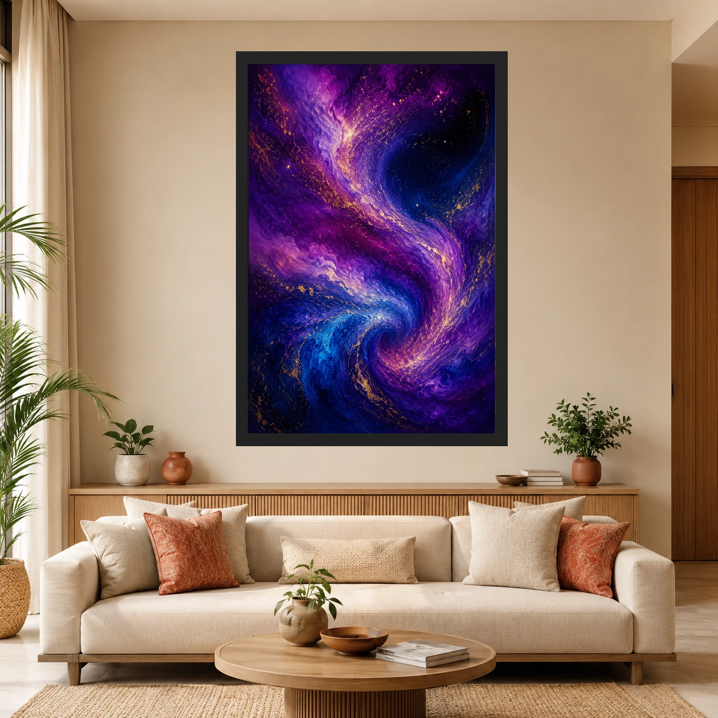 Abstract Galaxy Deep Space Purple Blue Gold Cosmic Art Photo Frame, view 4
