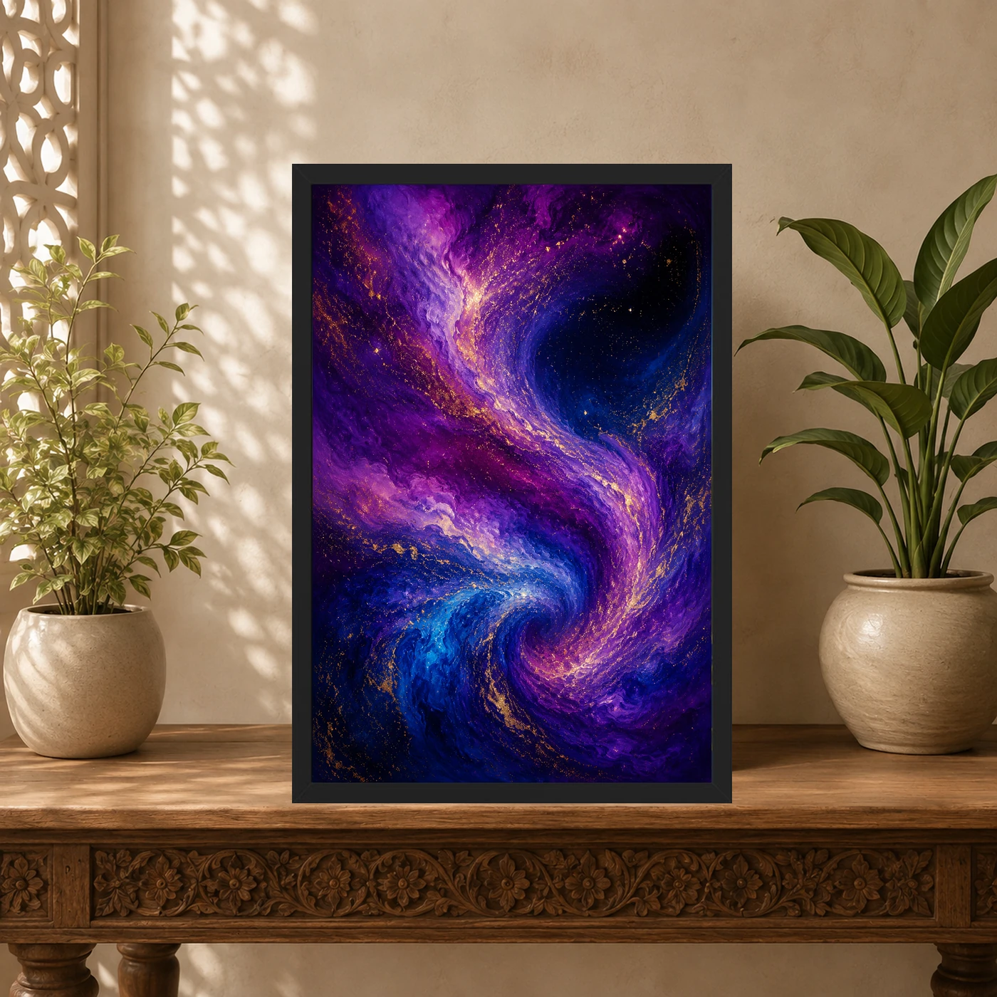 Abstract Galaxy Deep Space Purple Blue Gold Cosmic Art Photo Frame, view 5
