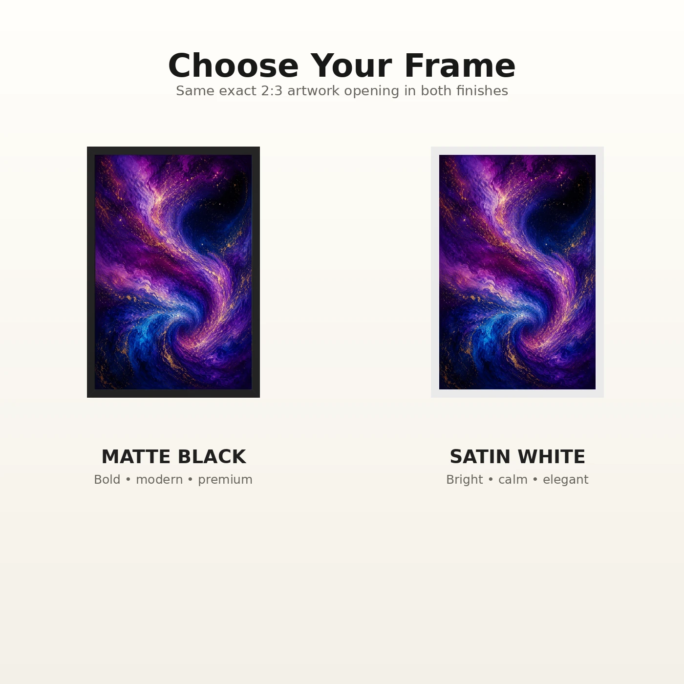 Abstract Galaxy Deep Space Purple Blue Gold Cosmic Art Photo Frame, view 7
