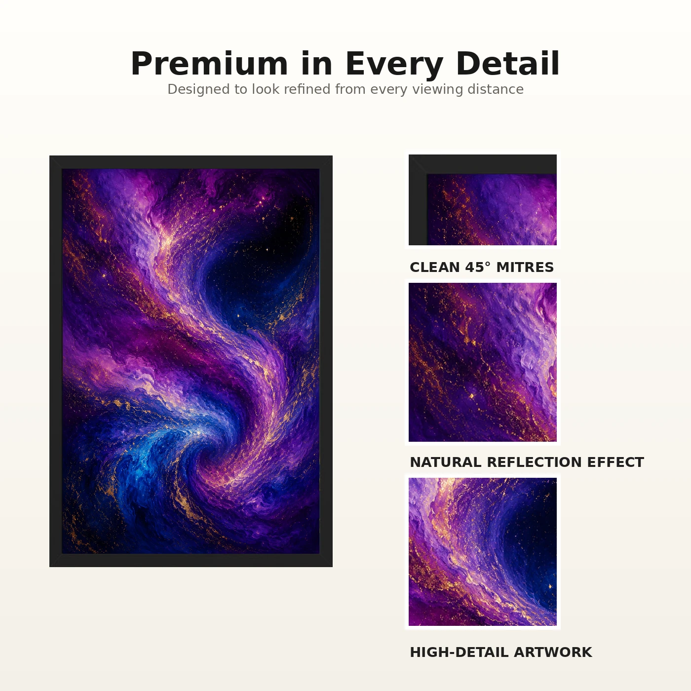 Abstract Galaxy Deep Space Purple Blue Gold Cosmic Art Photo Frame, view 9