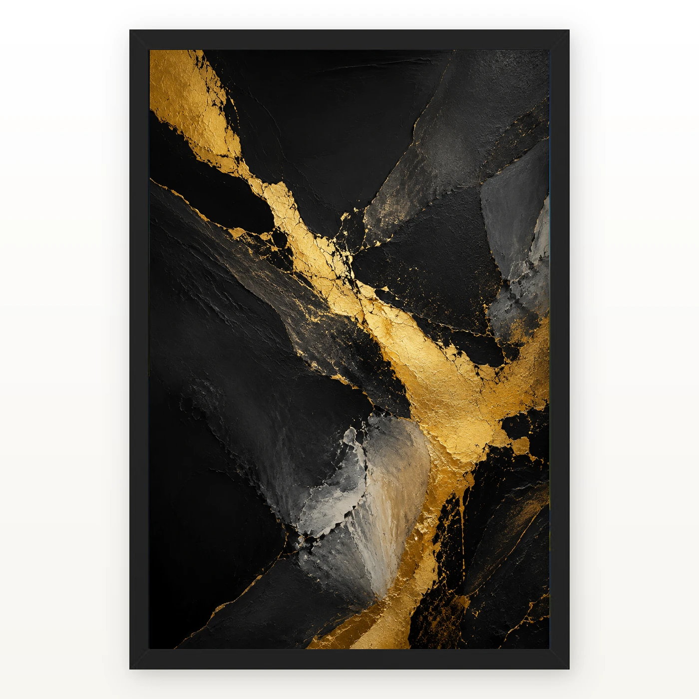 Abstract Gold Black Luxury Gold Leaf Dark Canvas Premium Art Photo Frame