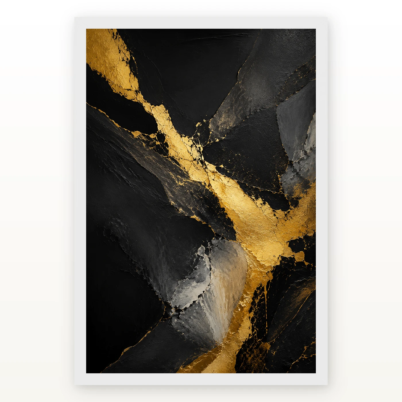 Abstract Gold Black Luxury Gold Leaf Dark Canvas Premium Art Photo Frame, view 2