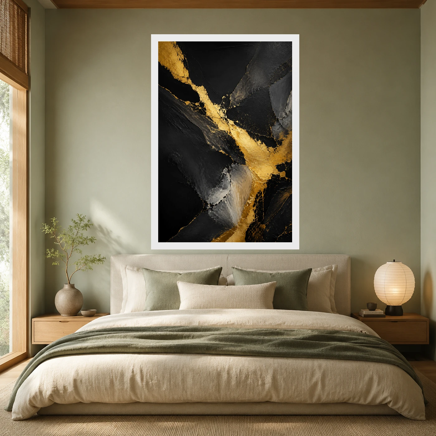 Abstract Gold Black Luxury Gold Leaf Dark Canvas Premium Art Photo Frame, view 6