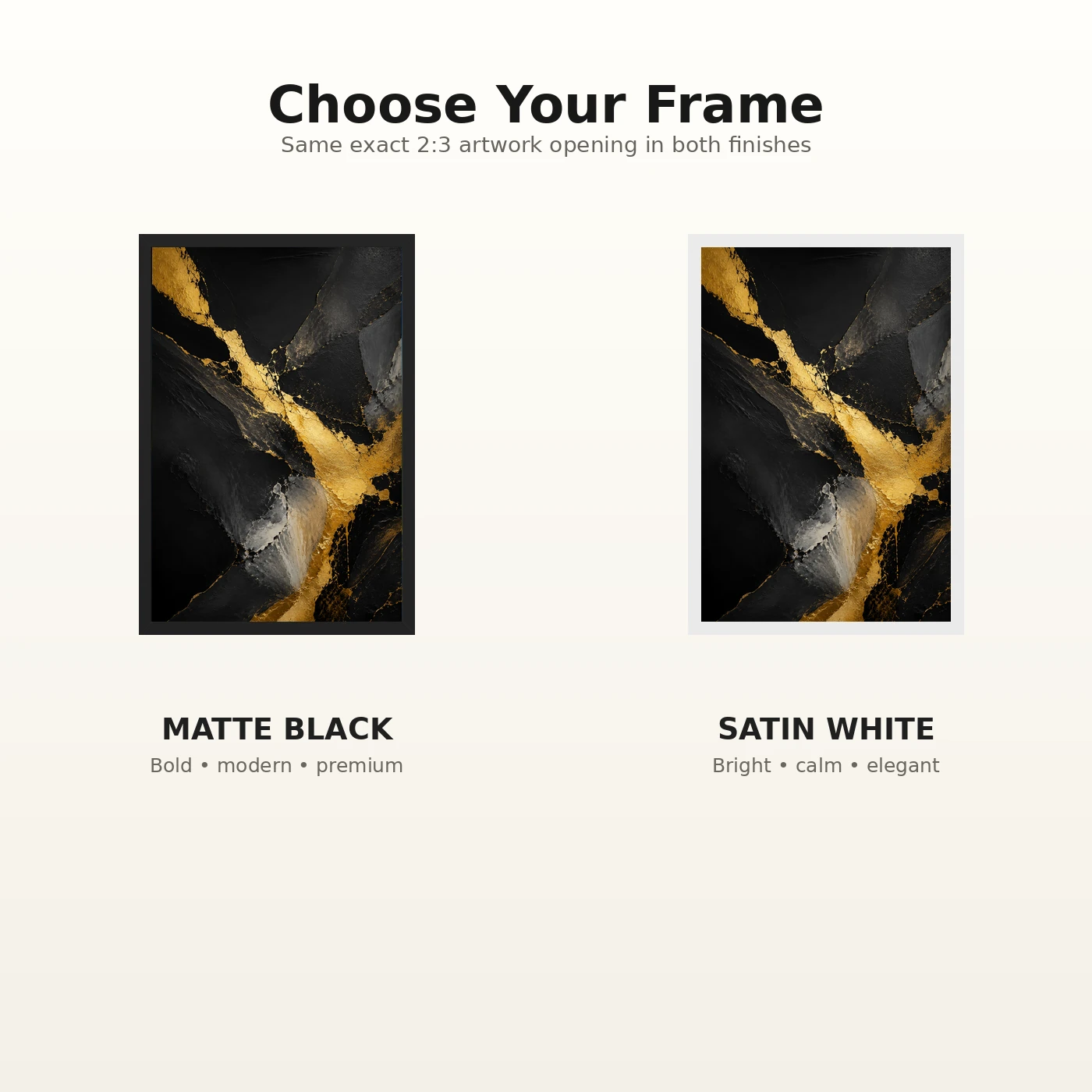 Abstract Gold Black Luxury Gold Leaf Dark Canvas Premium Art Photo Frame, view 7