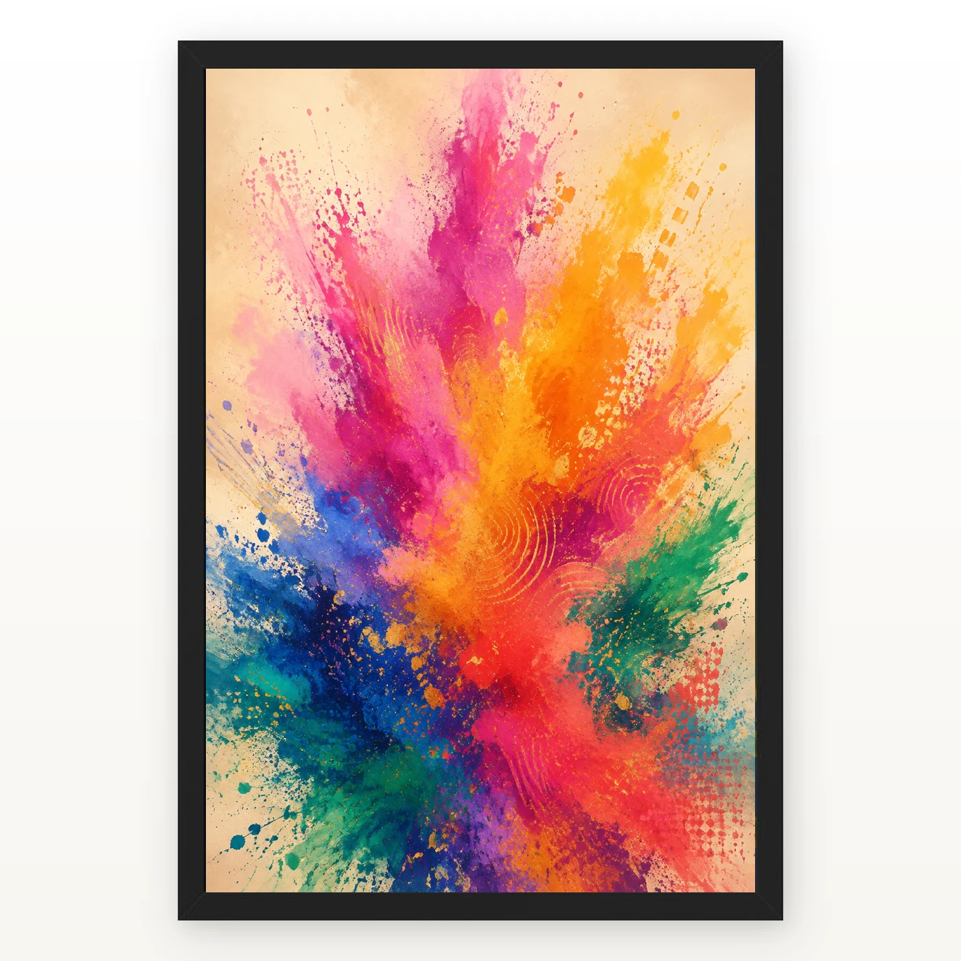 Abstract Indian Festival Holi Colors Joyful Splatter Art Photo Frame