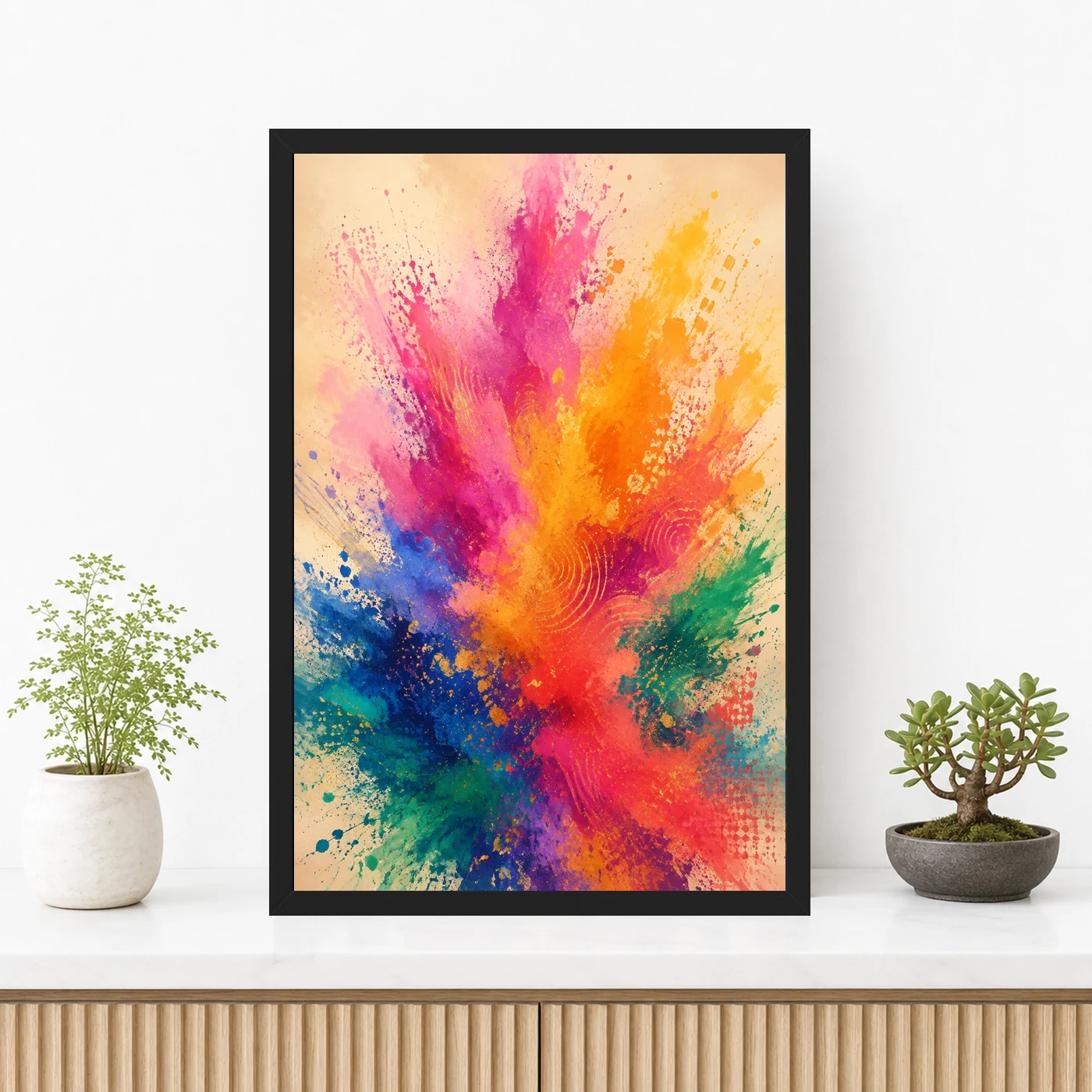 Abstract Indian Festival Holi Colors Joyful Splatter Art Photo Frame, view 3