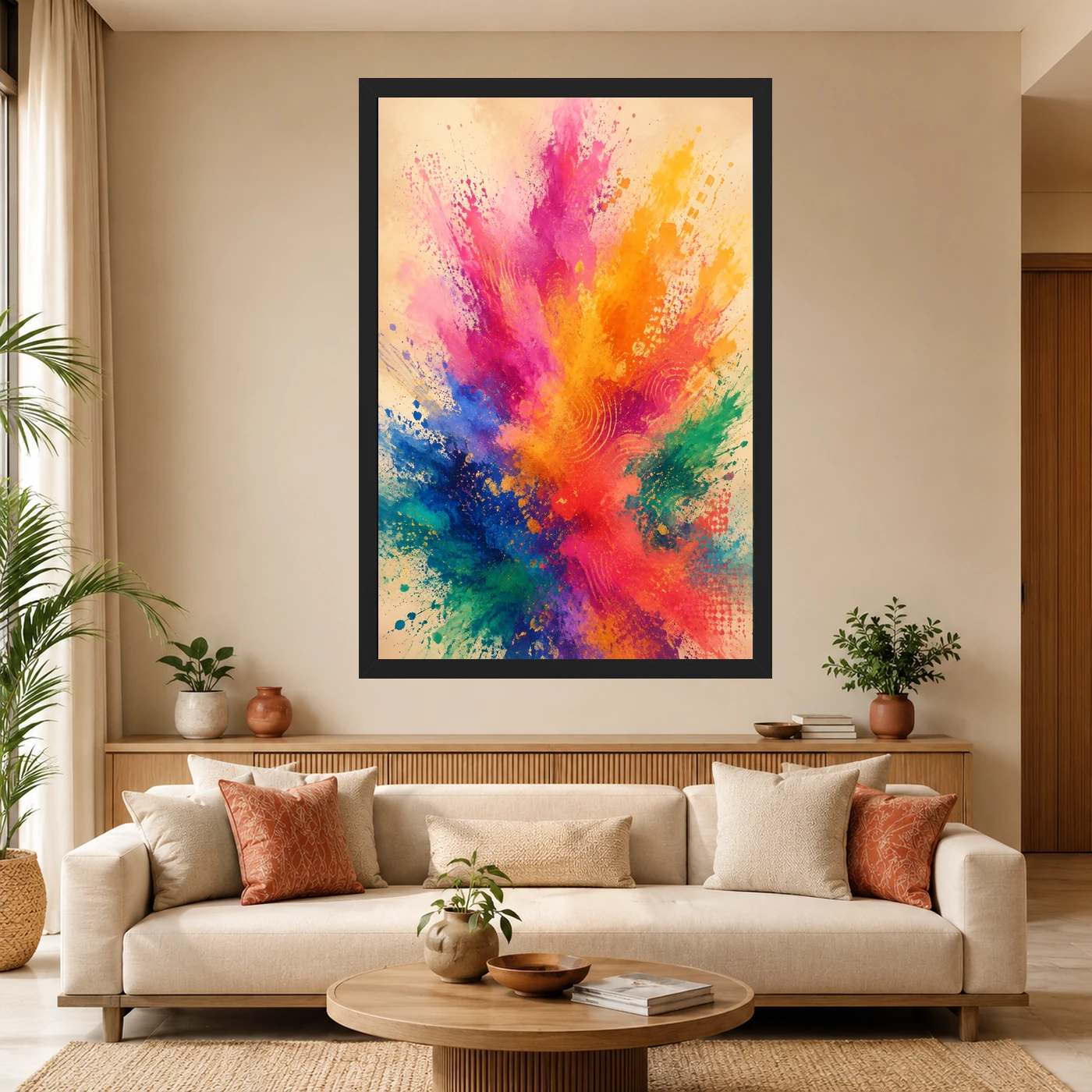 Abstract Indian Festival Holi Colors Joyful Splatter Art Photo Frame, view 4