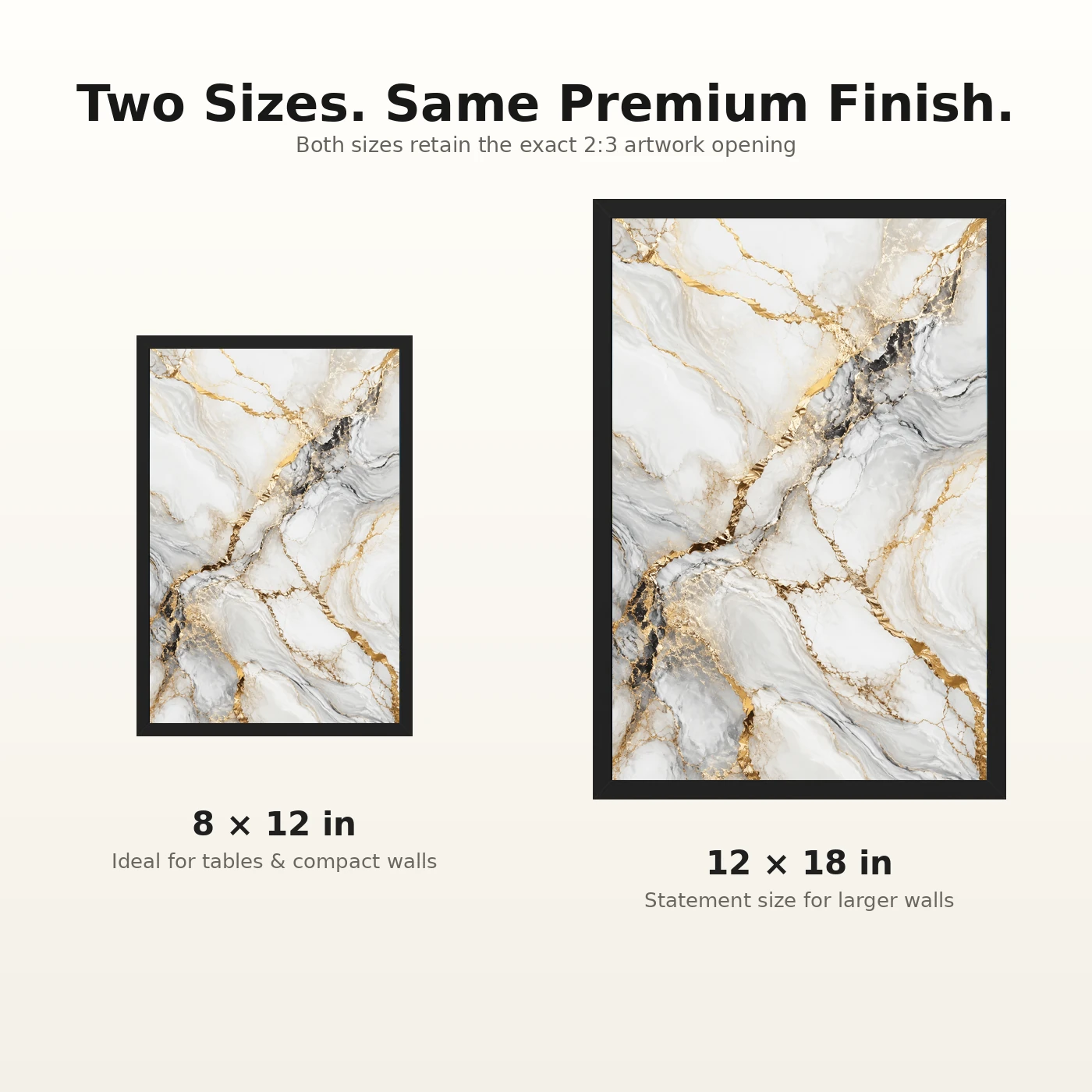 Abstract Marble Effect White Gold Veins Luxury Wall Art Photo Frame, view 8