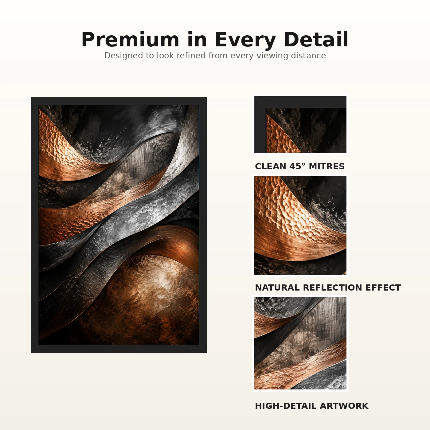 Abstract Metallic Copper Bronze Silver Luxury Premium Art Photo Frame, view 9