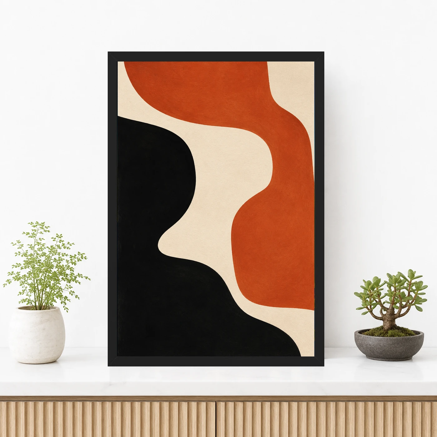 Abstract Minimalist Two Color Bold Blocks Contemporary Art Photo Frame, view 3