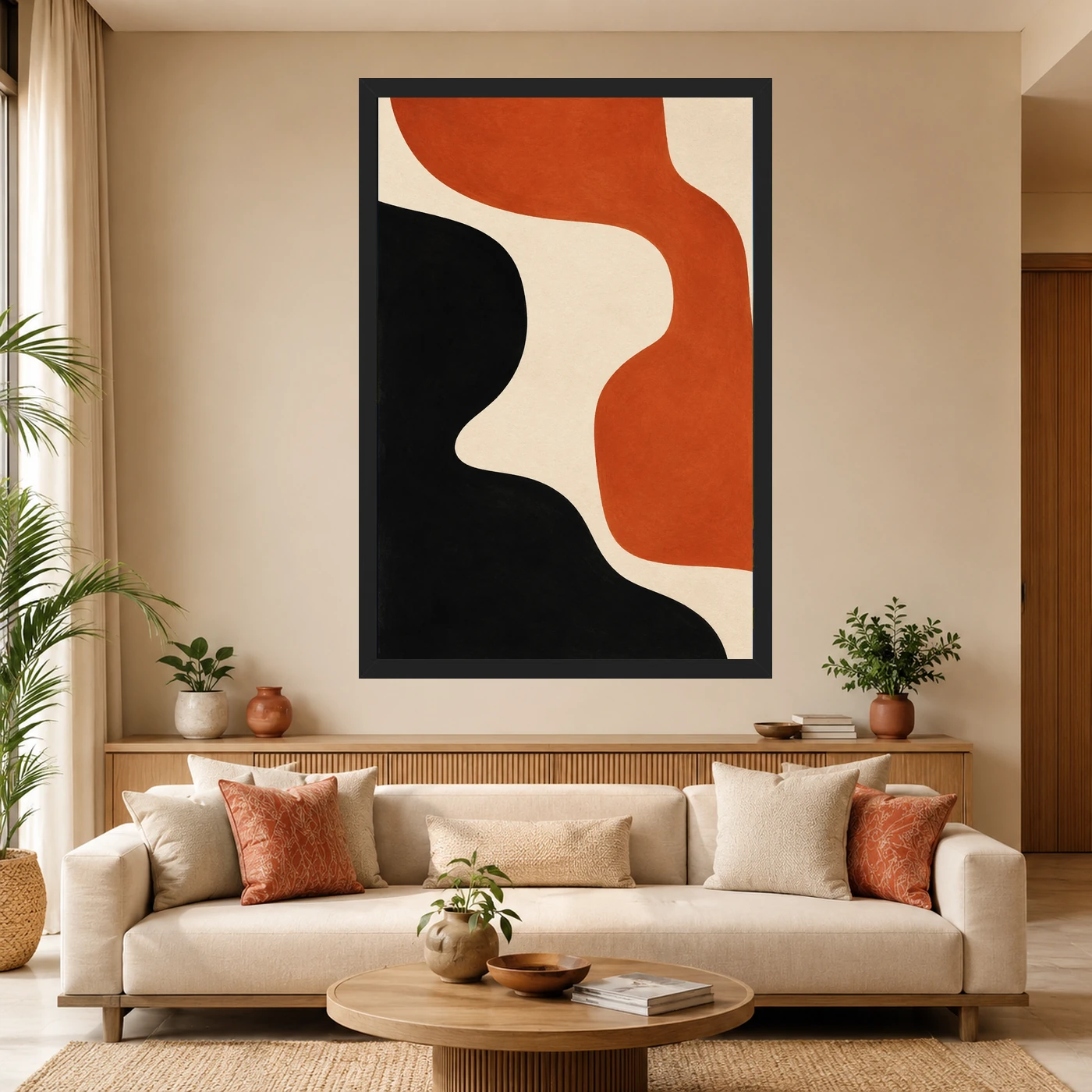 Abstract Minimalist Two Color Bold Blocks Contemporary Art Photo Frame, view 4