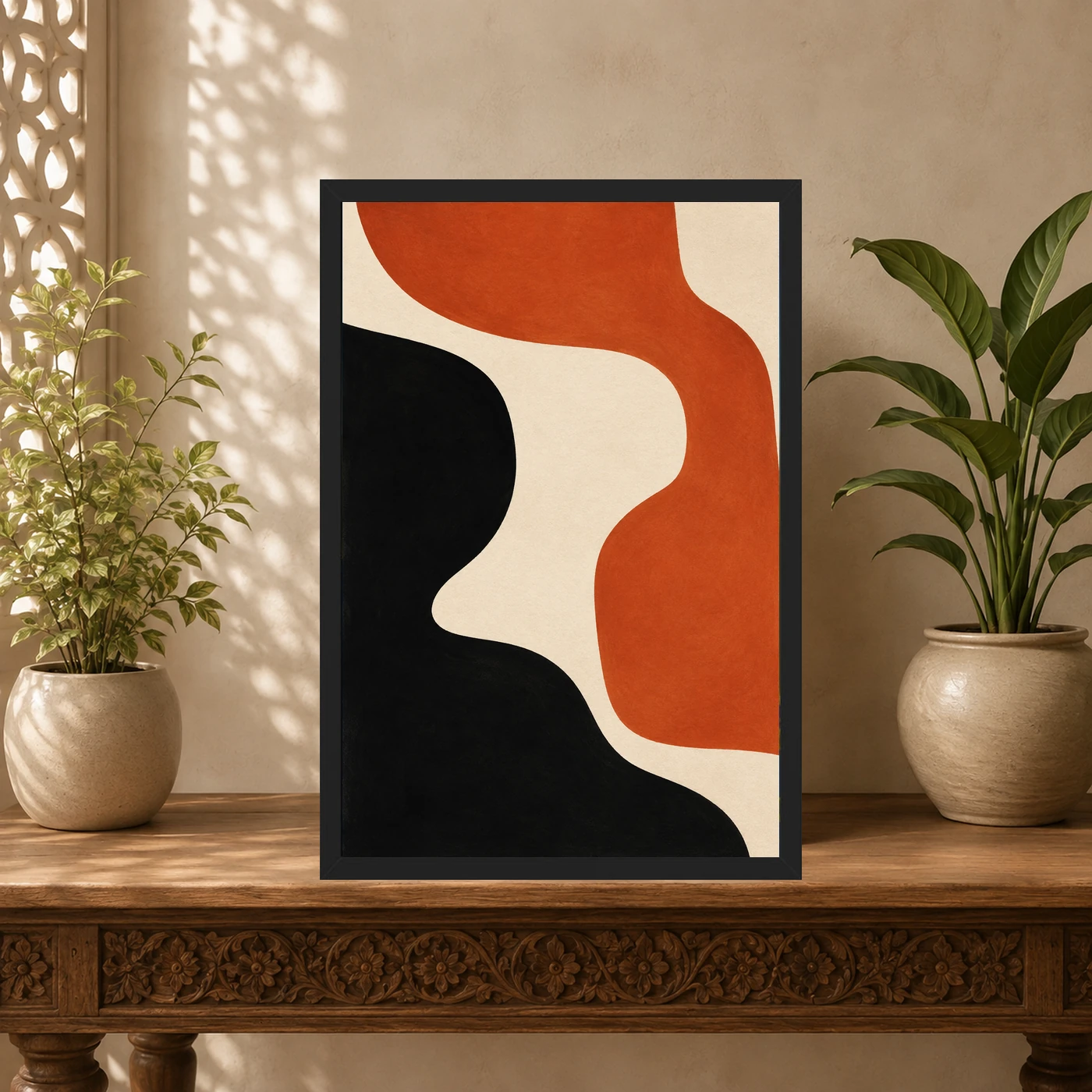 Abstract Minimalist Two Color Bold Blocks Contemporary Art Photo Frame, view 5