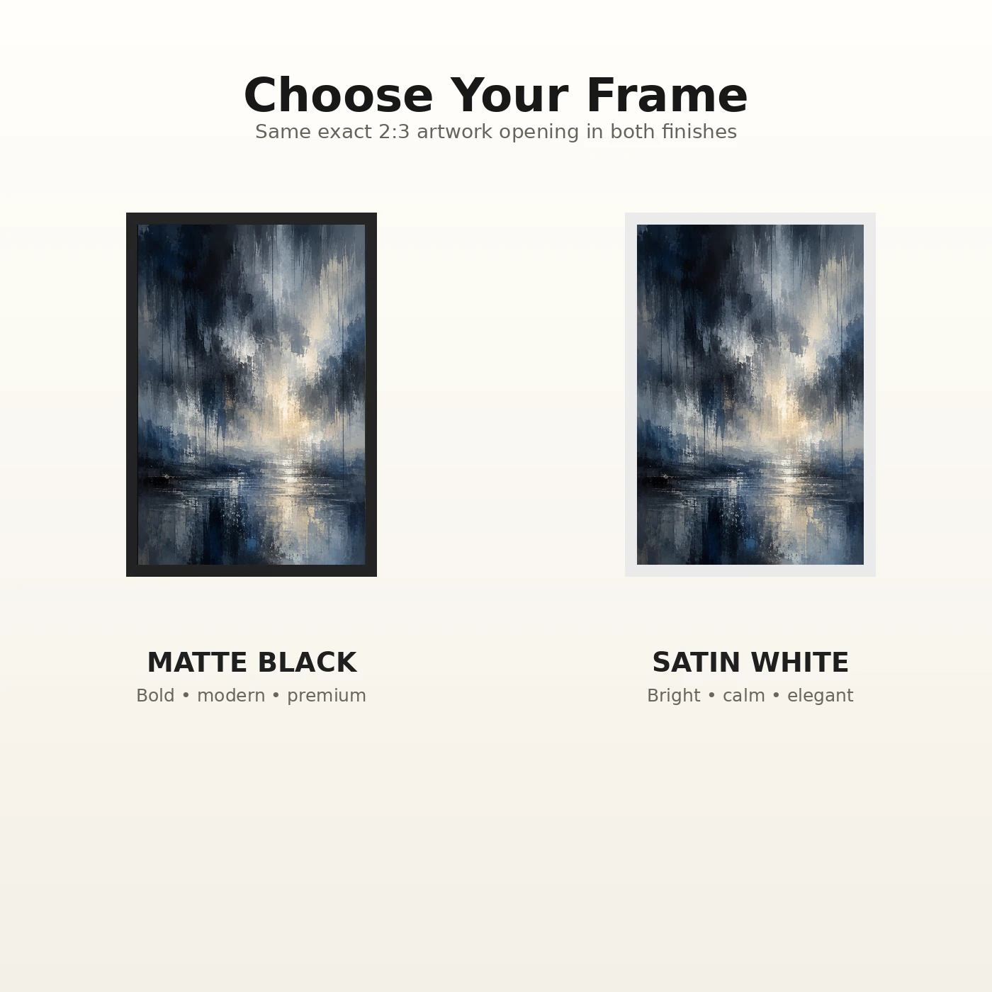 Abstract Monsoon Dark Blues Greys Silver Rain Storm Art Photo Frame, view 7