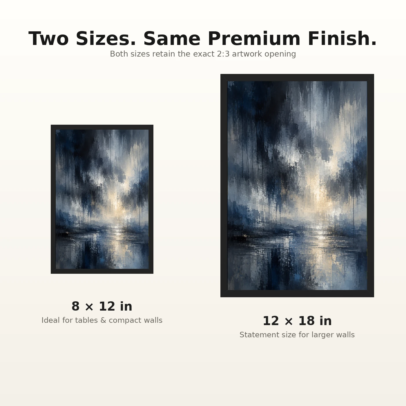 Abstract Monsoon Dark Blues Greys Silver Rain Storm Art Photo Frame, view 8