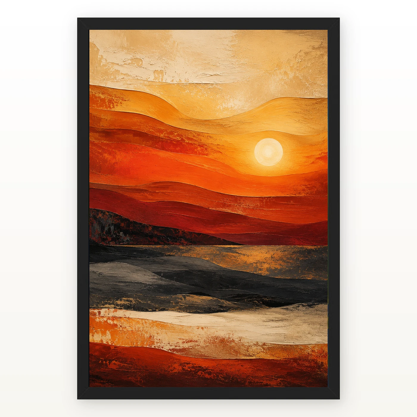Abstract Sunset Orange Red Gold Layers Expressionism Art Photo Frame