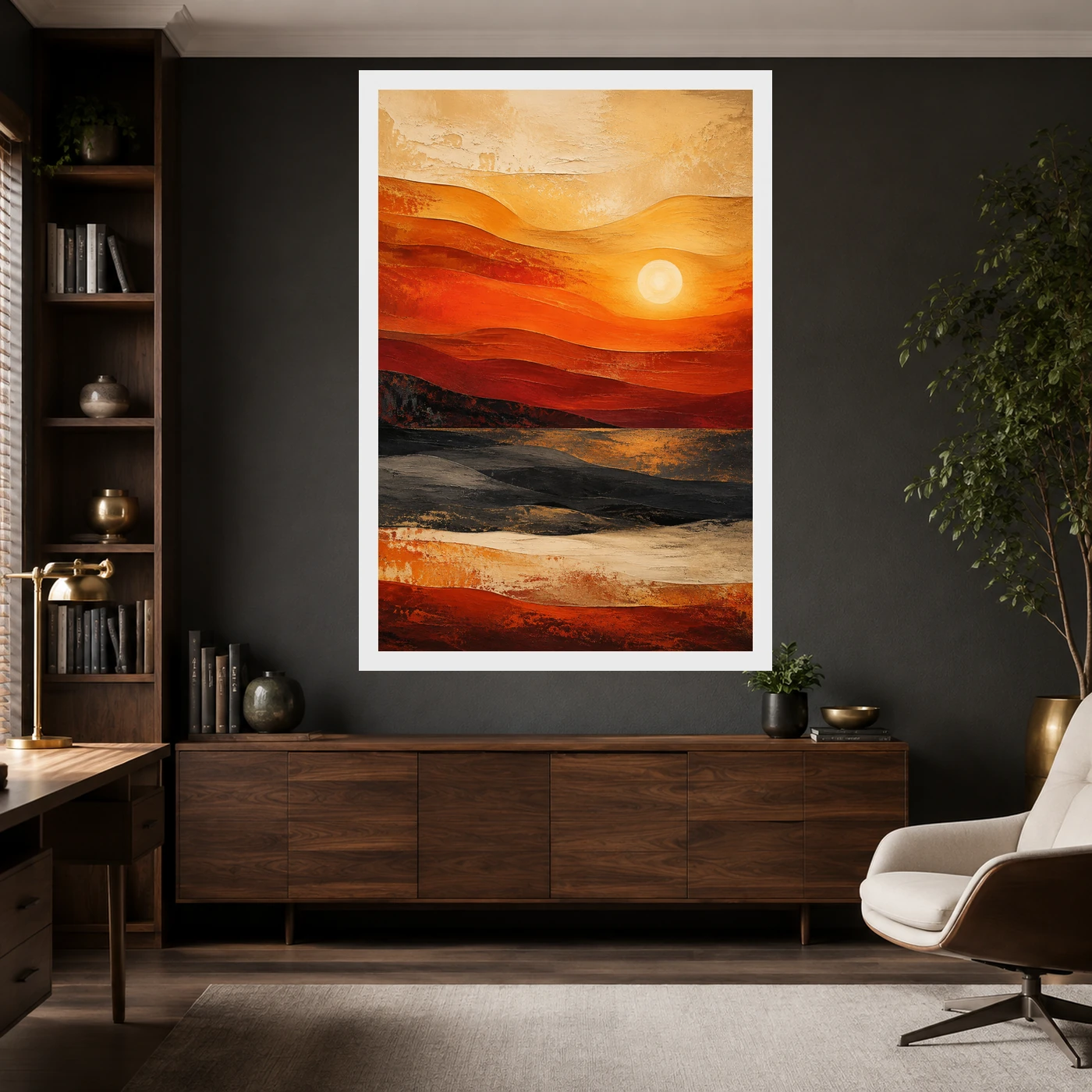 Abstract Sunset Orange Red Gold Layers Expressionism Art Photo Frame, view 10